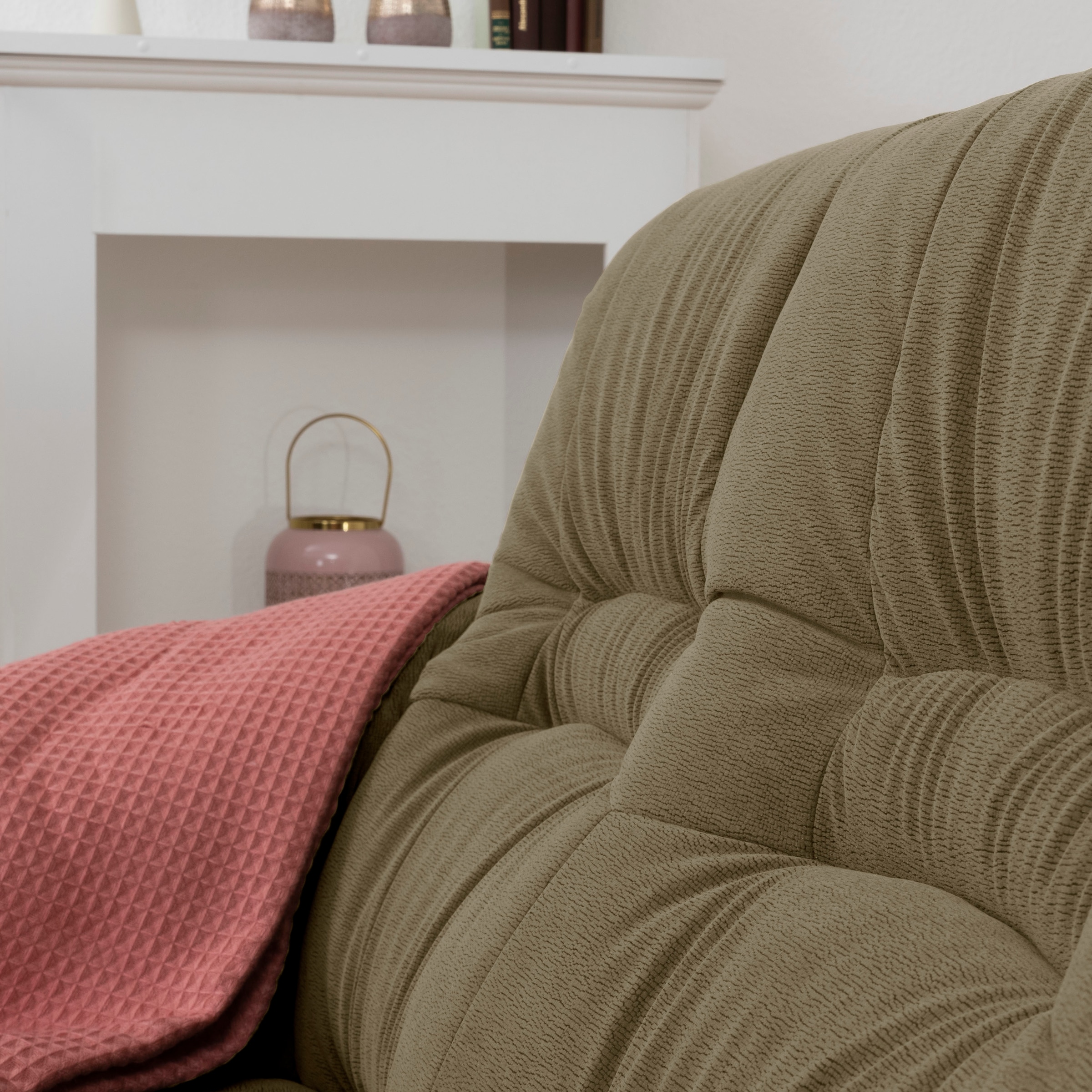 Max Winzer® Polstergarnitur »Texas Set besehend aus 2er- und 3er-Sofa, bequeme legere Polsterung«, mit dekorativem Eichenholzgestell, Retro Klassiker