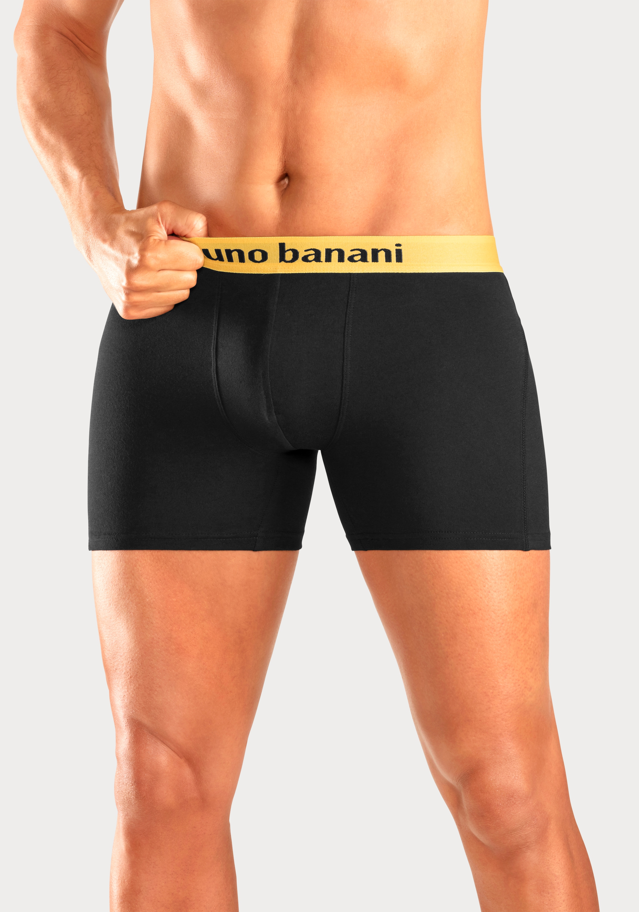 Bruno Banani Boxer »Boxershorts für Herren«, (Packung, 4 St.), mit längerem Bein und auffälligen Logobund