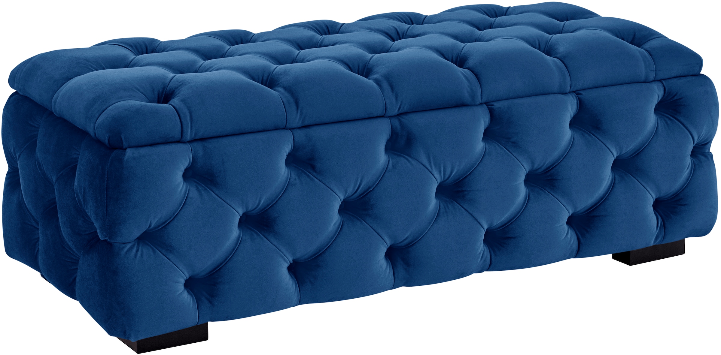 Guido Maria Kretschmer Home&Living Polsterhocker »KALINA, hochwertige Knopfheftung, B/T/H: 120/55/45 cm«, mit Staufach und innenliegenden Laschen zur besseren Aufbewahrung