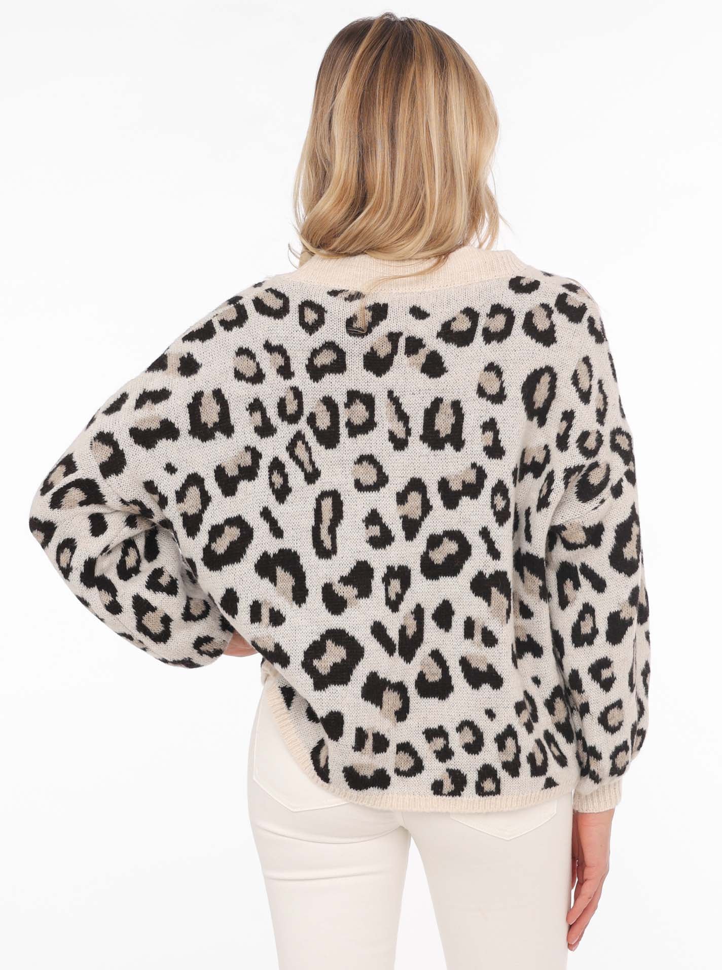 Zwillingsherz Strickjacke »"Big Leo"« One Size, Animal-Muster, Langarm, Knöpfe, tiefer V-Ausschnitt