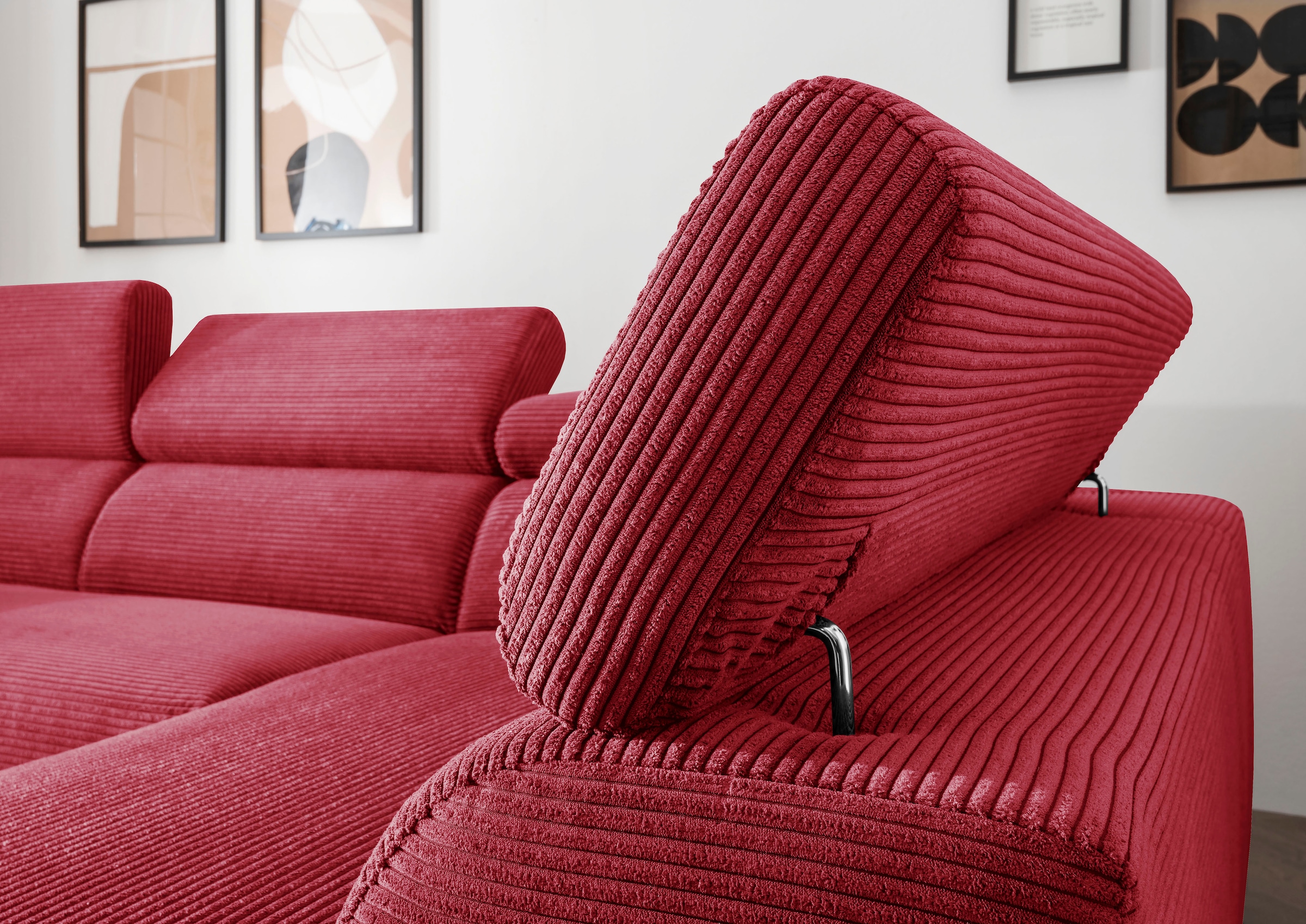 alina Ecksofa »Hikari«, wahlweise mit Sitzvorzug, in modernem Cordstoff, Breite 302 cm