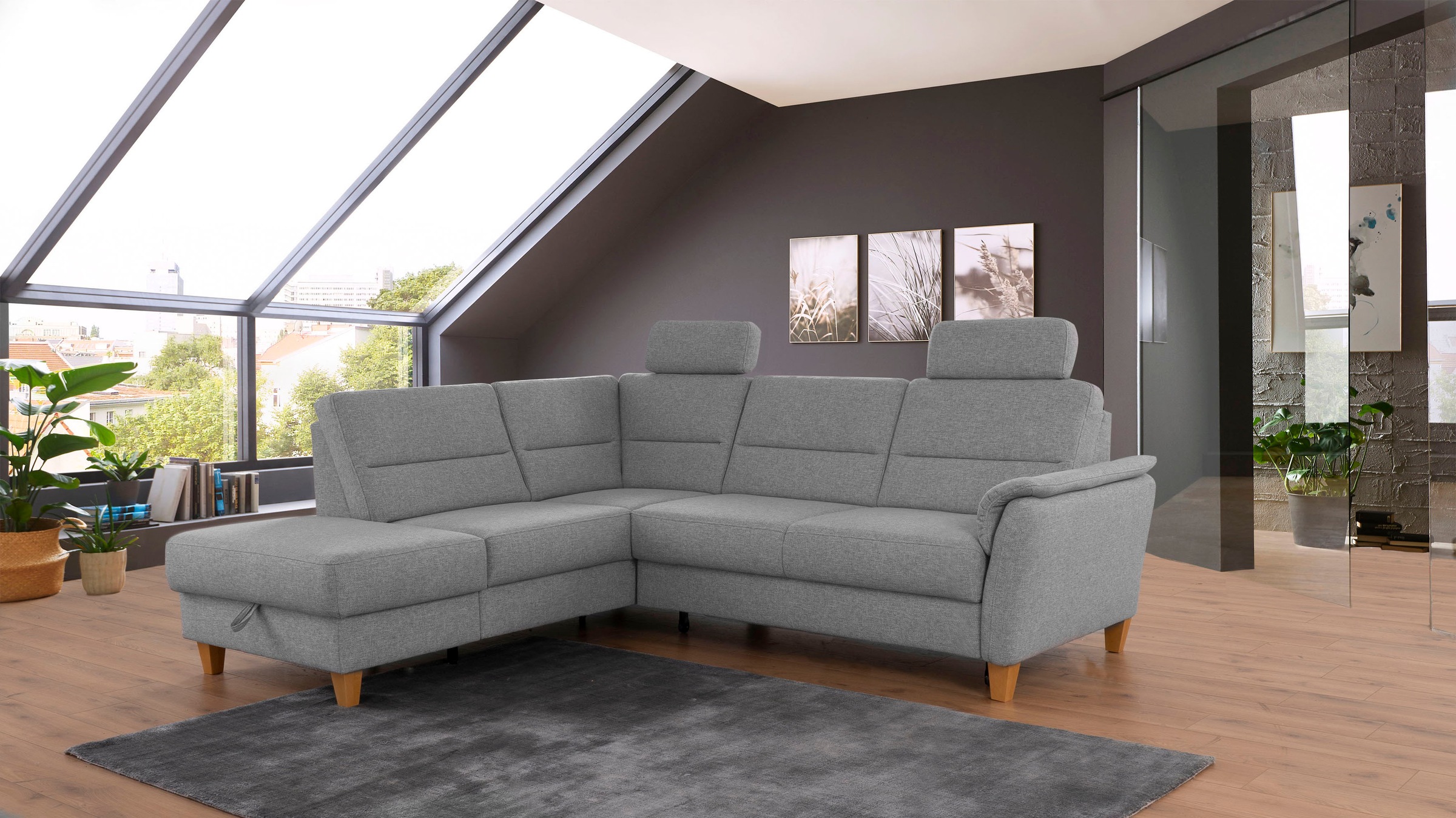 Home affaire Ecksofa »Palmera L-Form, B: 236 cm« optional Bettfunktion & Be günstig online kaufen