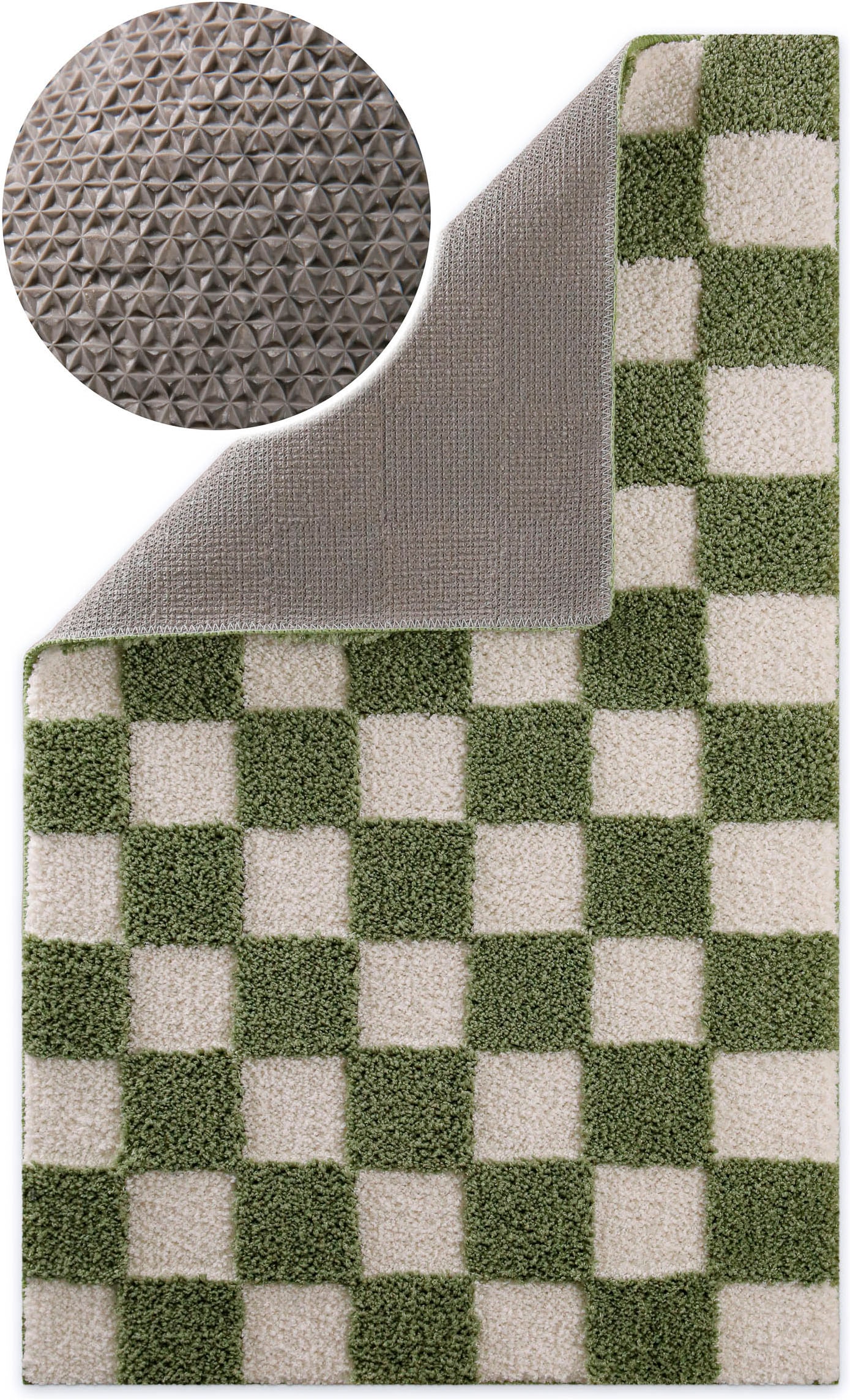 Wecon home Badematte »Bobbi« Höhe 25 mm rutschhemmend beschichtet schnell trocknend Badteppich, Schachbrett-Design, weich, rutschhemmend, waschbar