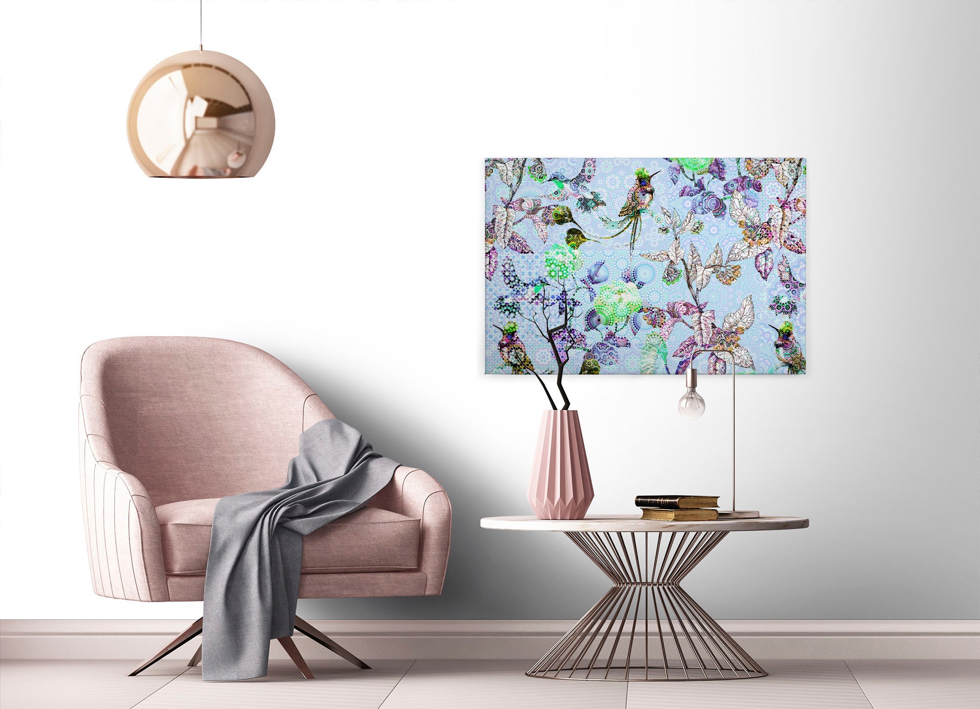 A.S. Création Leinwandbild »exotic mosaic« Kunst | Vögel 1 Stk. tlg. Mosaik Keilrahmen Floral Blumen Vögel Leinwand-Bild Wohnzimmer modern