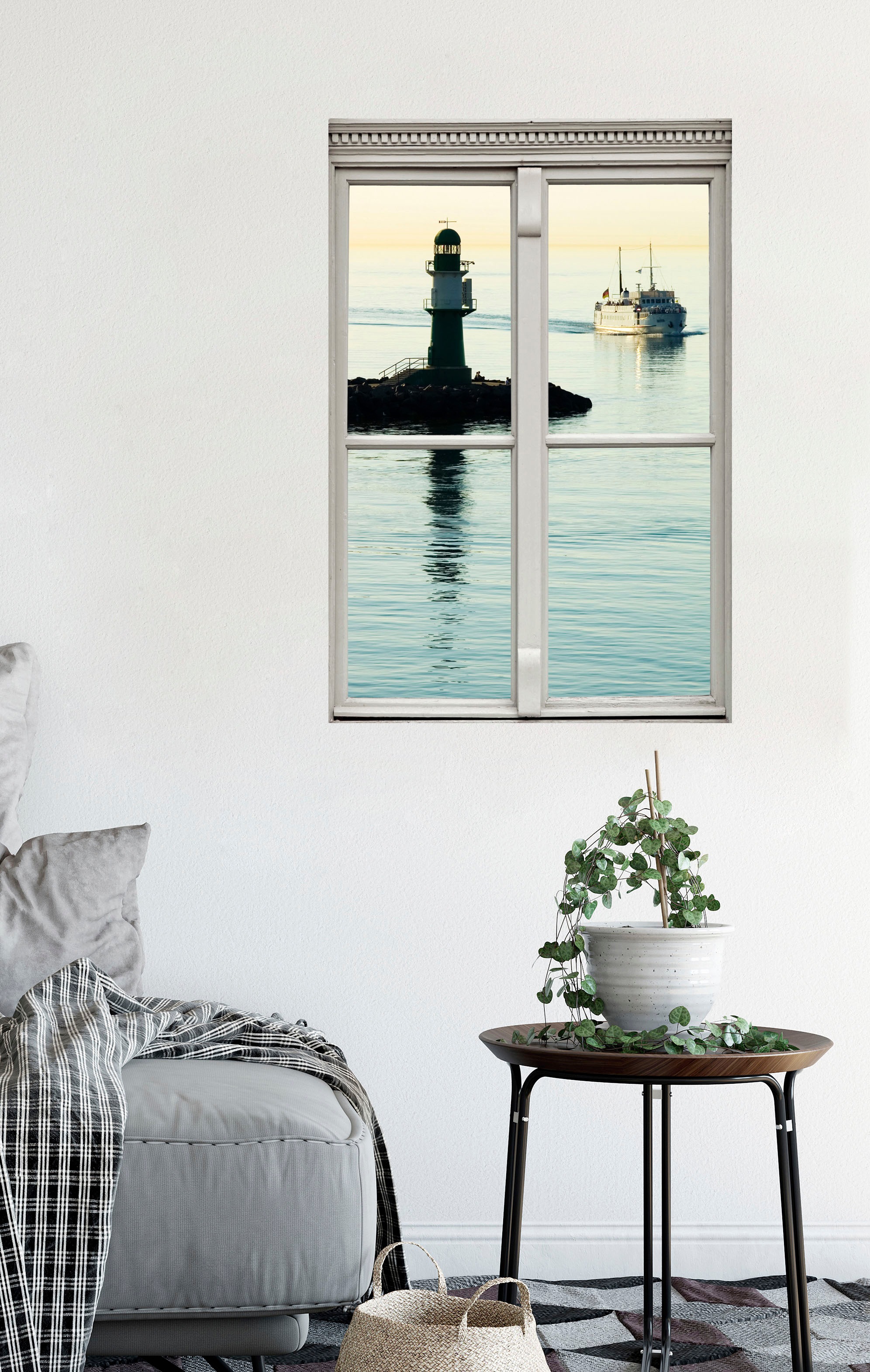 queence Wandsticker »Leuchtturm«, Wandsticker, Wandbild, selbstklebend, 3D, Fenster