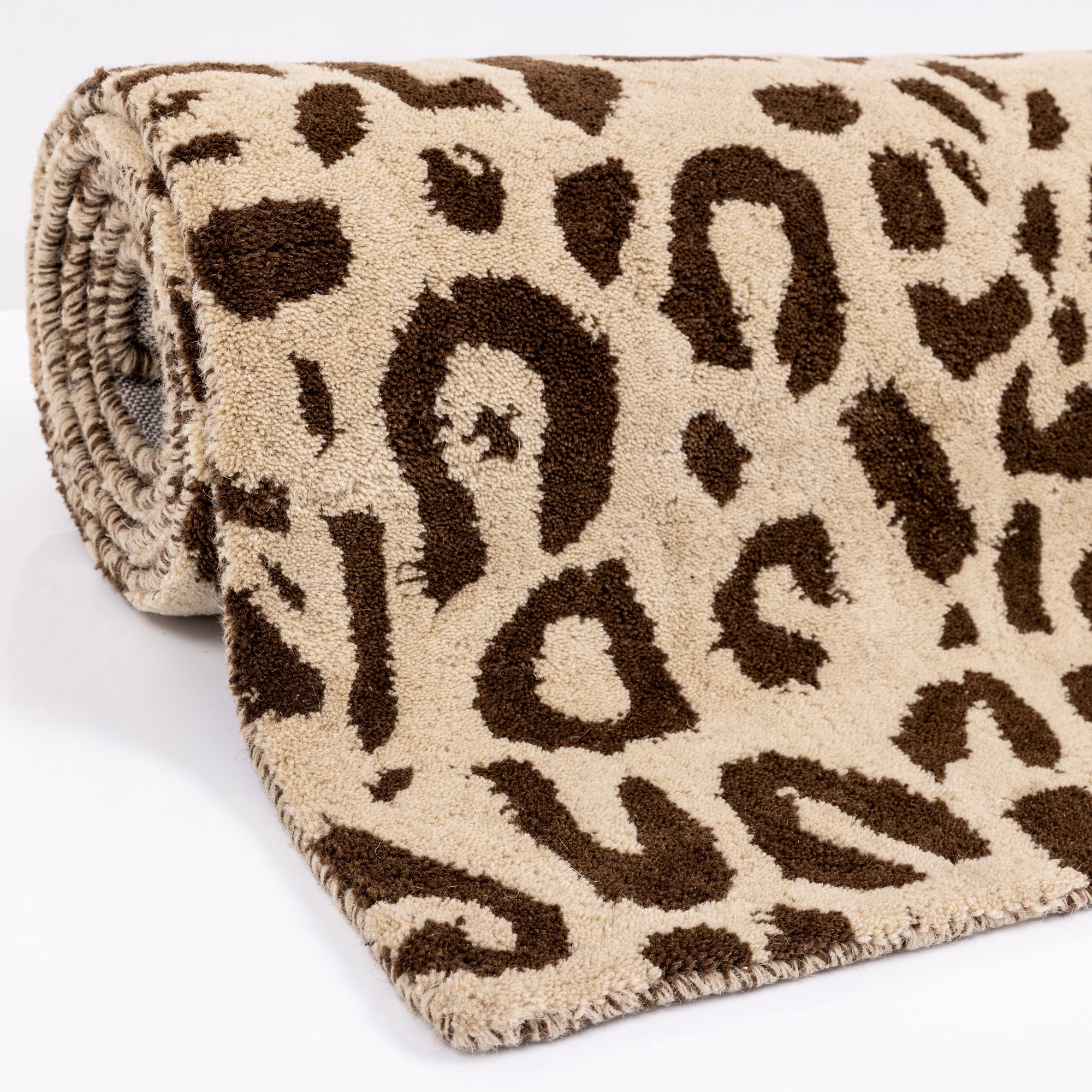 OTTO home Wollteppich »Gabbo Leo, Leopardenmuster, handgearbeitet« rechteckig 14 mm Höhe reine Wolle, Uni, Wohnzimmer, Schlafzimmer, Esszimmer