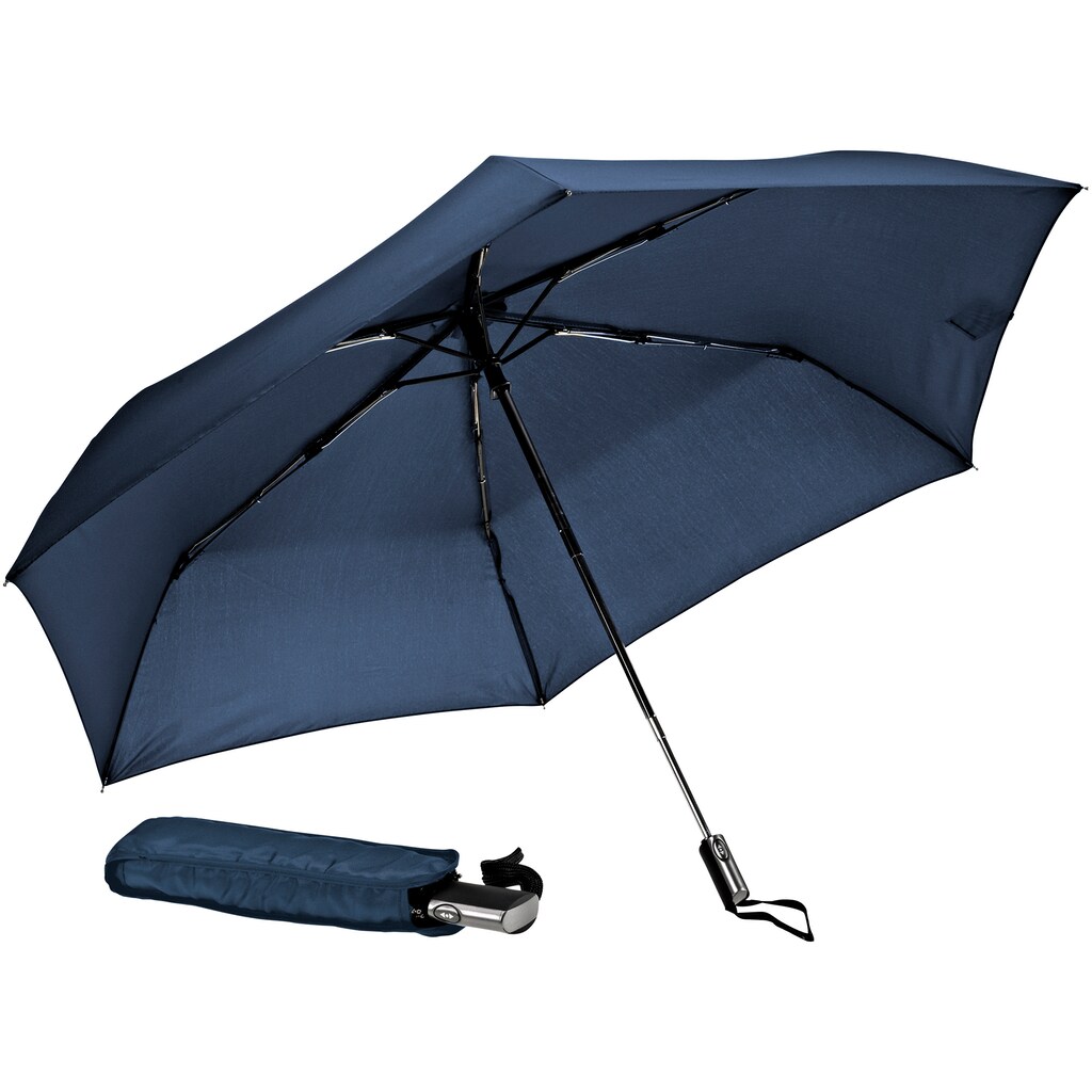 EuroSCHIRM® Taschenregenschirm »Automatik 3224, marineblau«, extra flach und leicht