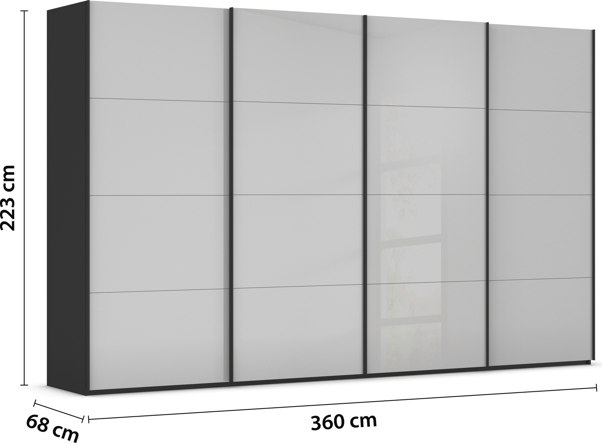 rauch Schwebetürenschrank »Kleiderschrank Schrank Garderobe Schlafzimmerschrank SCALE-FYRA«, edle viergeteilte Türen mit Glas-Front viele Farben MADE IN GERMANY