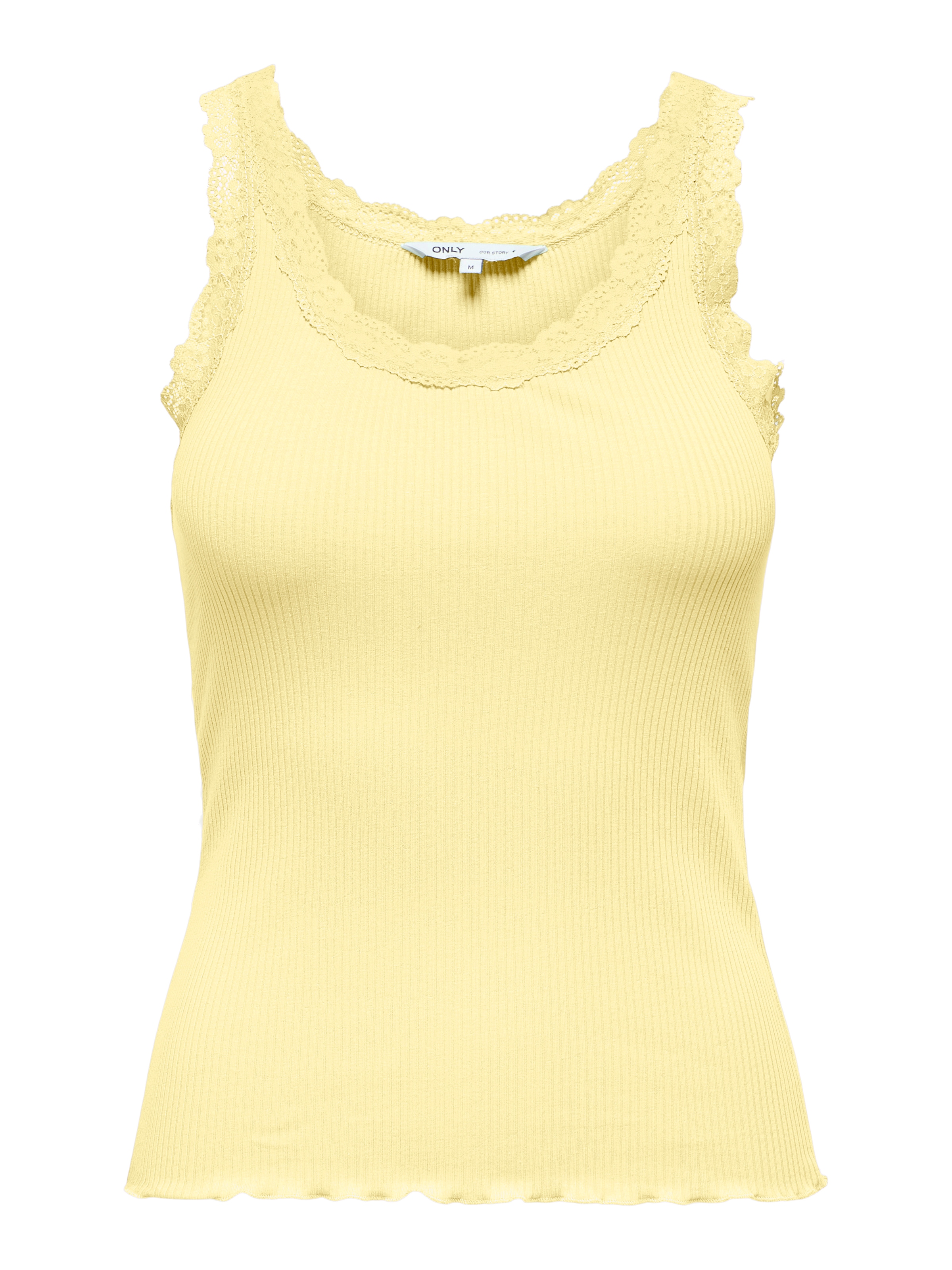 ONLY Tanktop »ONLSARA – Tanktop mit Spitzendetail am Ausschnitt«, regular fit, modisch, Jersey, Rippware, Rundhals