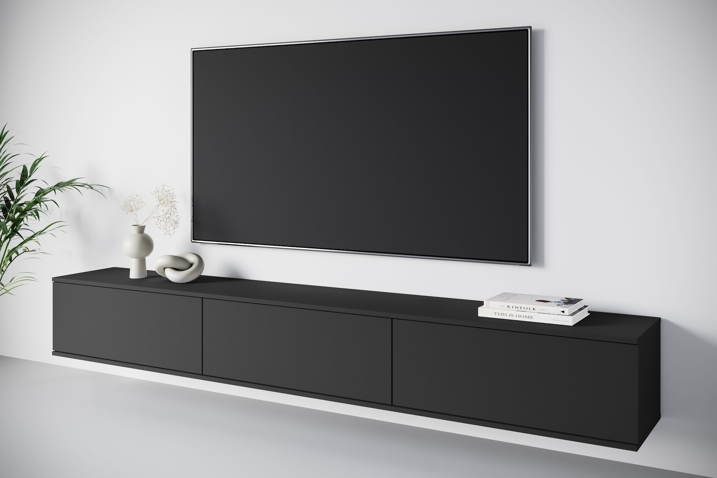 OTTO home Lowboard »Kenia TV-Schrank, 220 cm breit, mit 3 Klappen« 1 Stk. tlg. Stand- oder Hängemontage, stilvolles Design