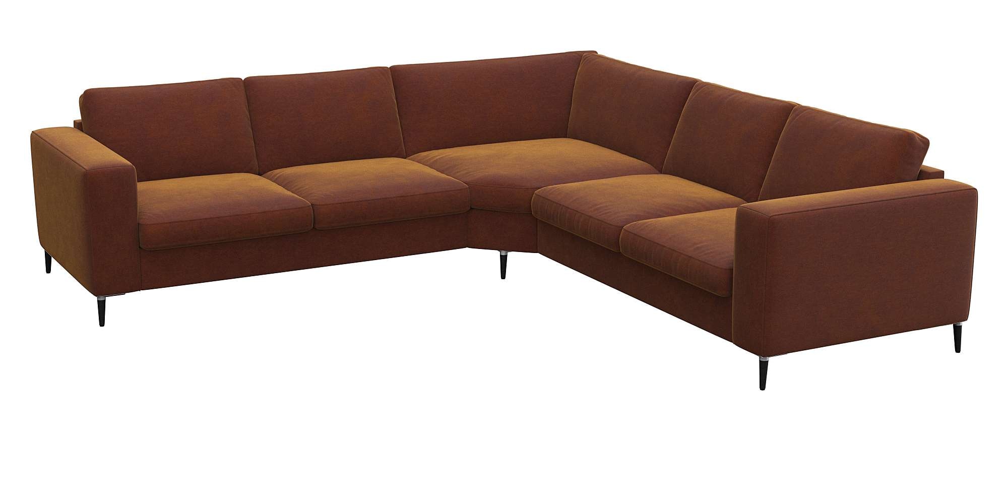 FLEXLUX Ecksofa »Fiore, gleichschenklig, super Sitzkomfort durch Kaltschaum im Sitz«, breite Armlehnen, Füße Alu+schwarz