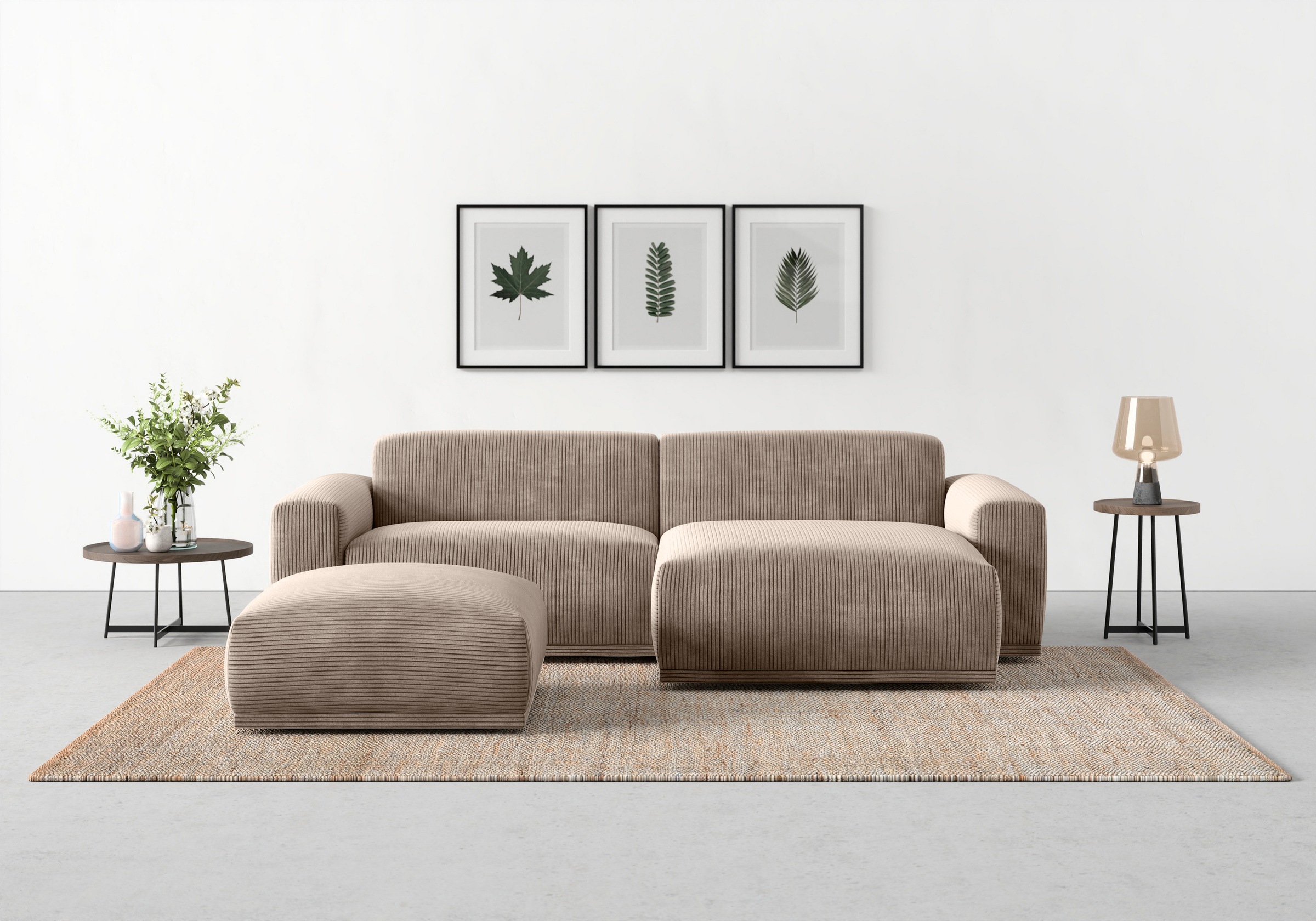 TRENDMANUFAKTUR Ecksofa »Braga, mit hochwertigem Kaltschaum, L-Form, in Cord erhältlich«, (2 St.), modernes Sofa, Couch mit hohem Sitzkomfort, 255/72/160 cm (B/H/T)