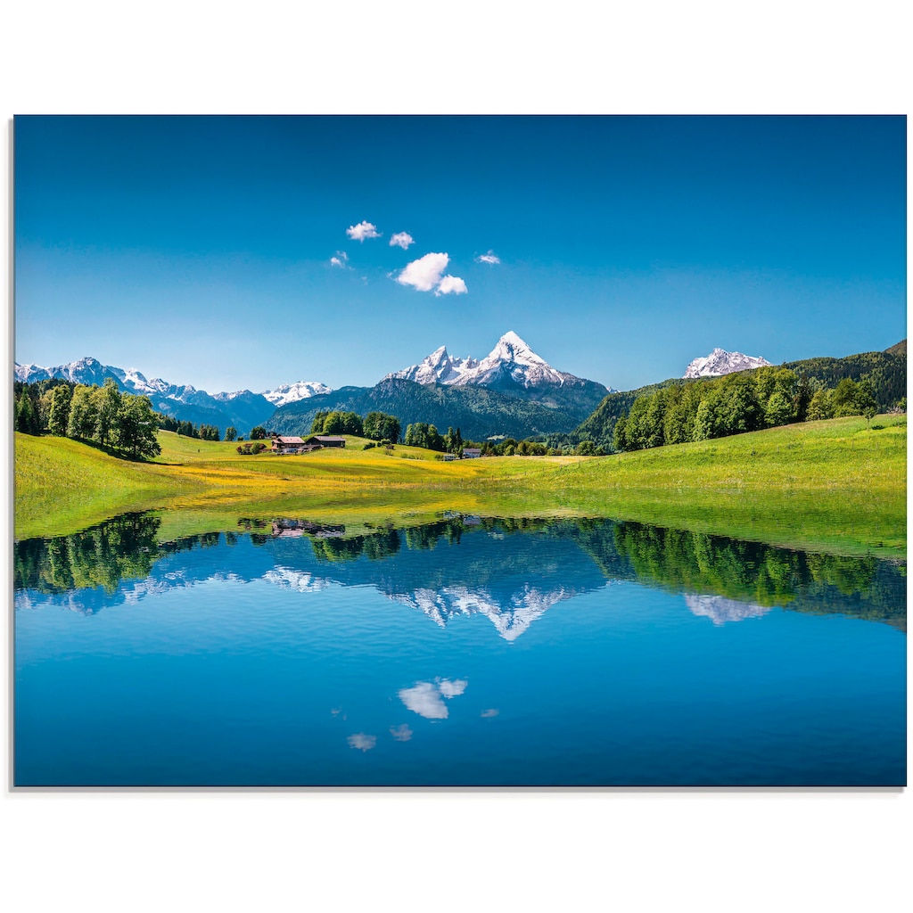 Artland Glasbild »Landschaft in den Alpen«, Berge, (1 St.)