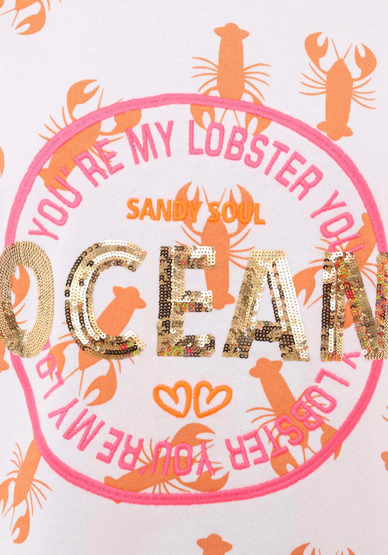 Zwillingsherz Longsleeve »Shirt "Ocean Sandy Soul"«, 3/4-Arm, Pailletten, Kontrastnähte, Schriftzüge, Rundhalsausschnitt