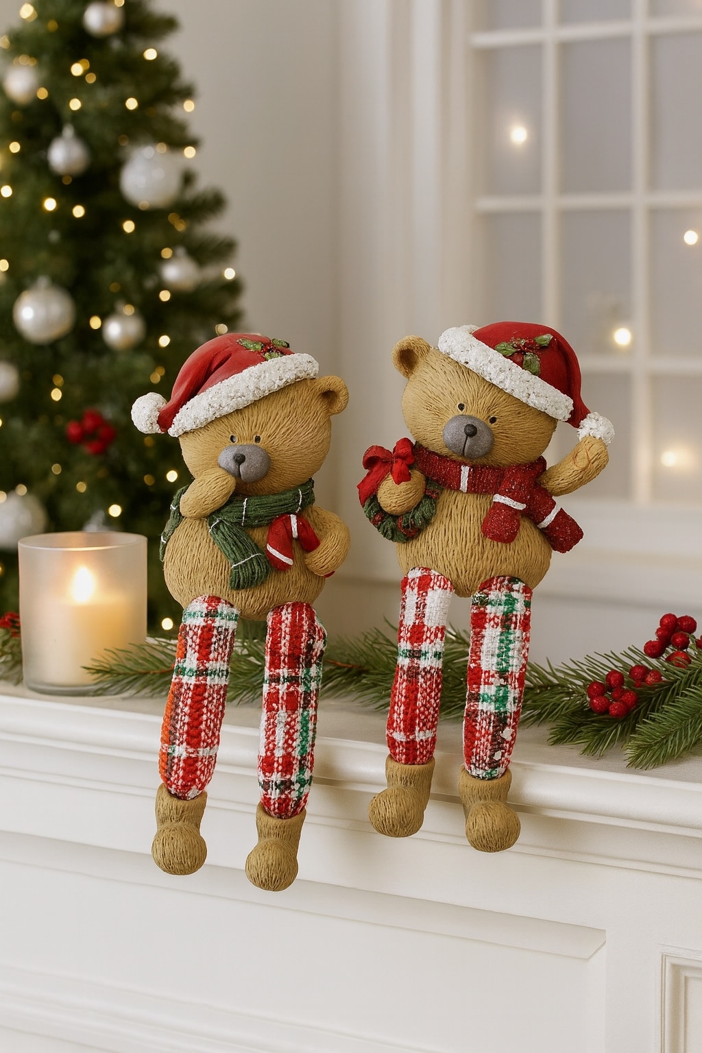 I.GE.A. Dekofigur »Kantenhocker Bär« 2er Set Figur Statue Weihnachtsfigur Ornament Weihnachtsdeko