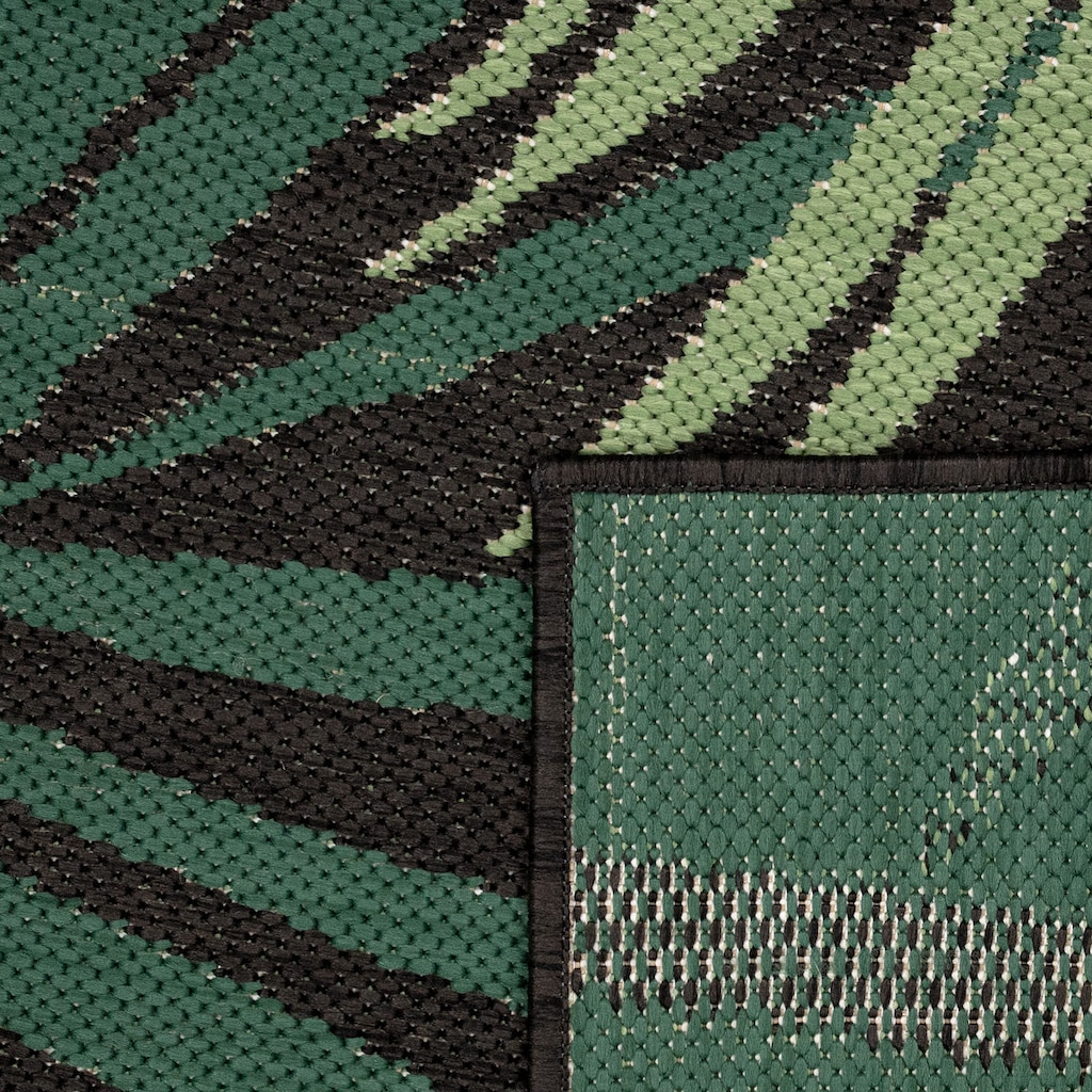 Paco Home Teppich »Ostende 534«, rechteckig, 2 mm Höhe, Flachgewebe, Motiv Palmenblätter, In- und Outdoor geeignet, Wohnzimmer
