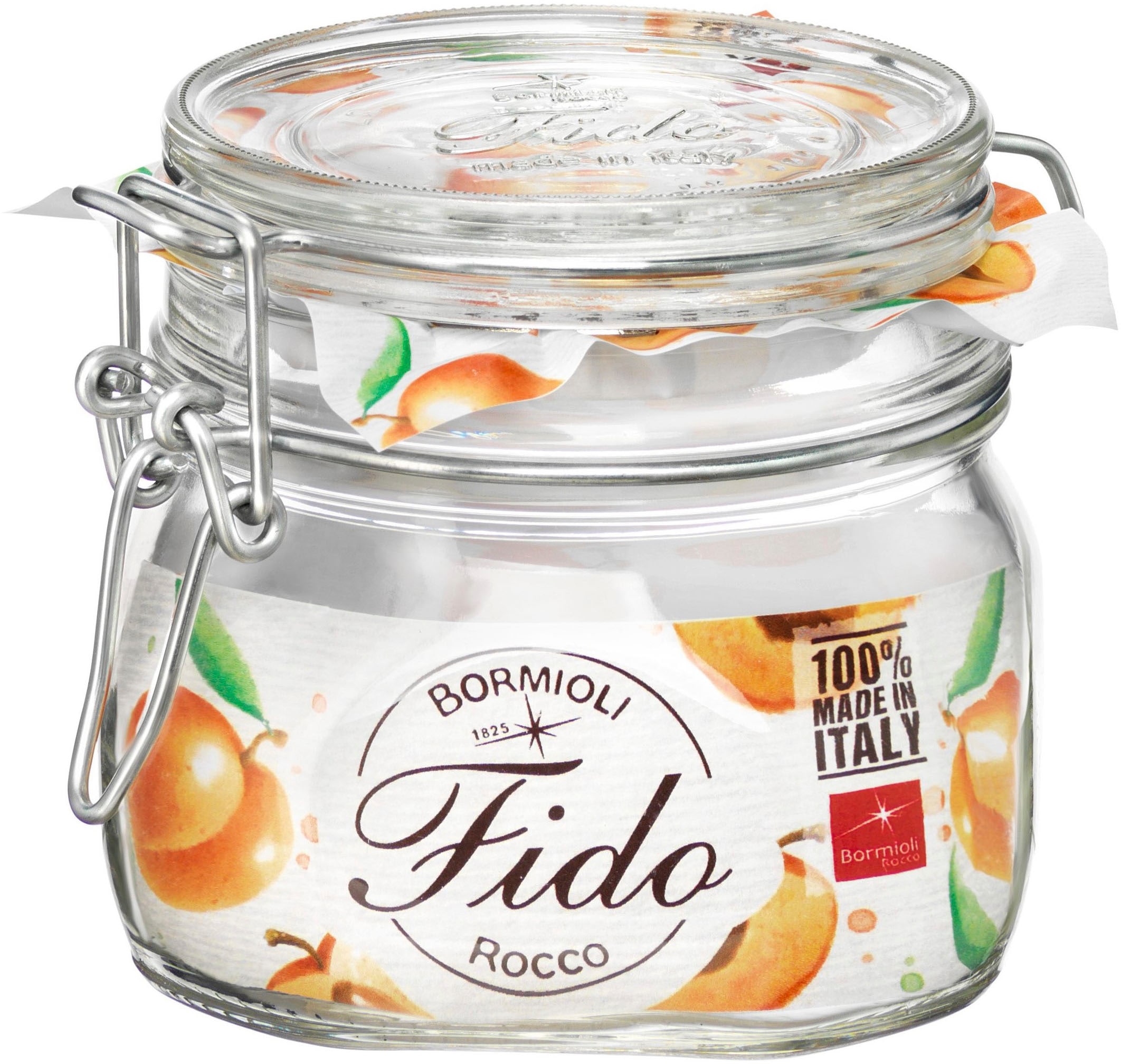 Bormioli Rocco Vorratsglas »Fido«, (Set, 6 tlg., 6 Stück, 0,5l Fassungsvermögen), luftdicht verschließbar, mit Bügelverschluß