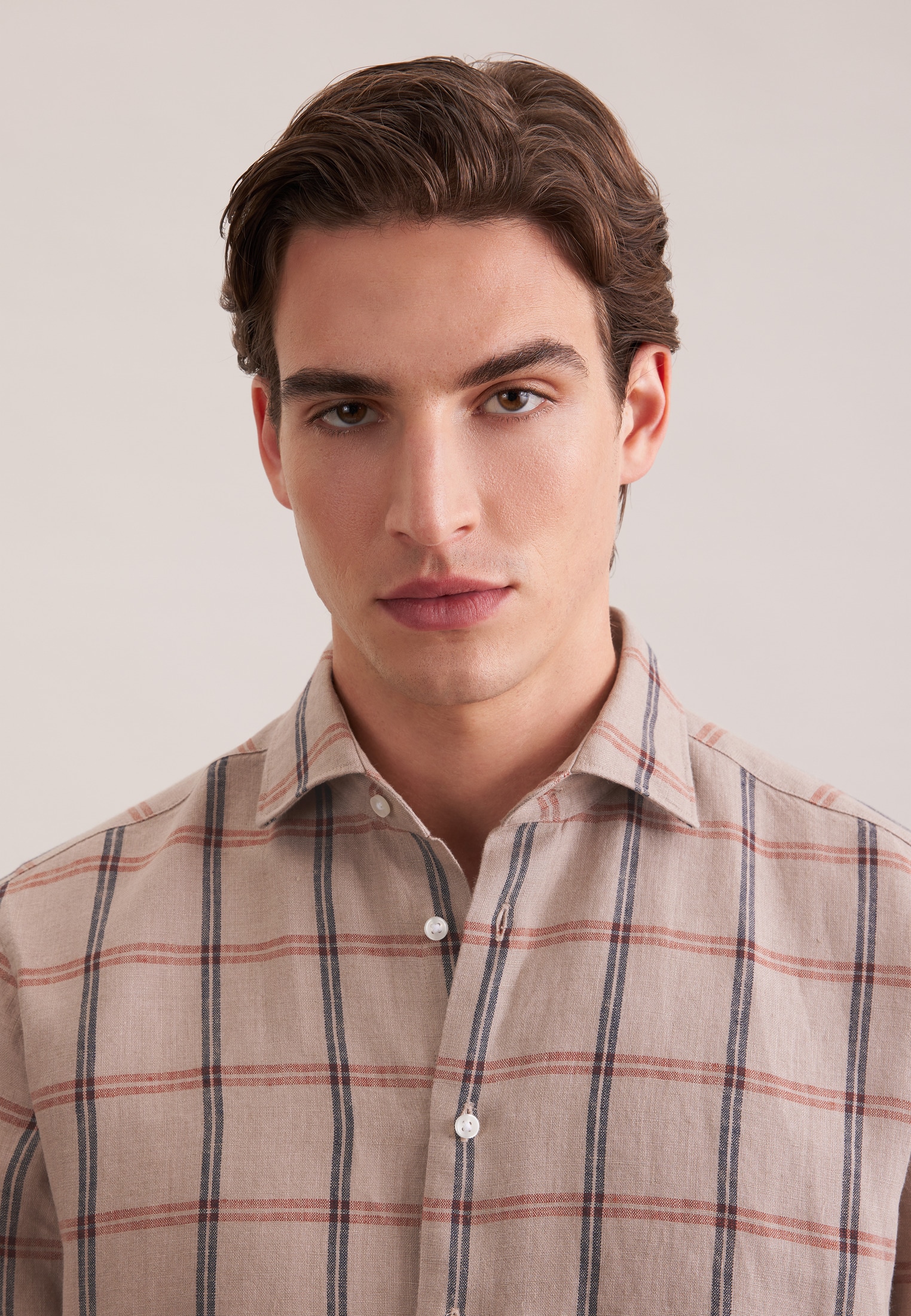 seidensticker Leinenhemd »Schwarze Rose« Regular 1/2 Kentkragen Karo