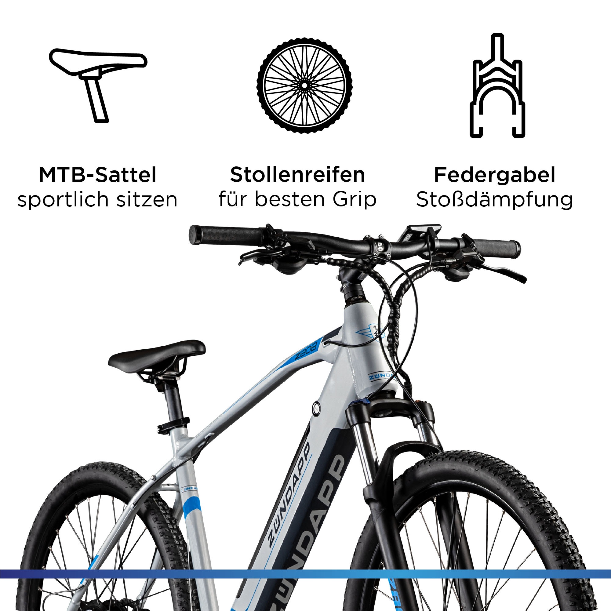 Zündapp E-Bike »Z808«, 24 Gang, Heckmotor 250 W, Pedelec, Elektrofahrrad für Damen u. Herren, MTB