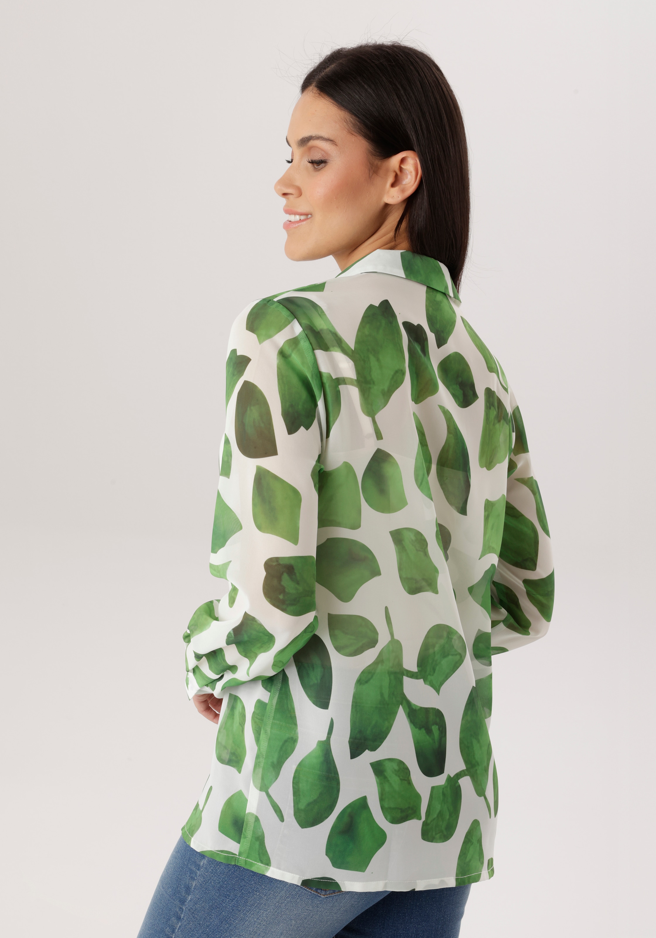 Aniston SELECTED Hemdbluse aus leicht transparentem Chiffon - NEUE KOLLEKTION