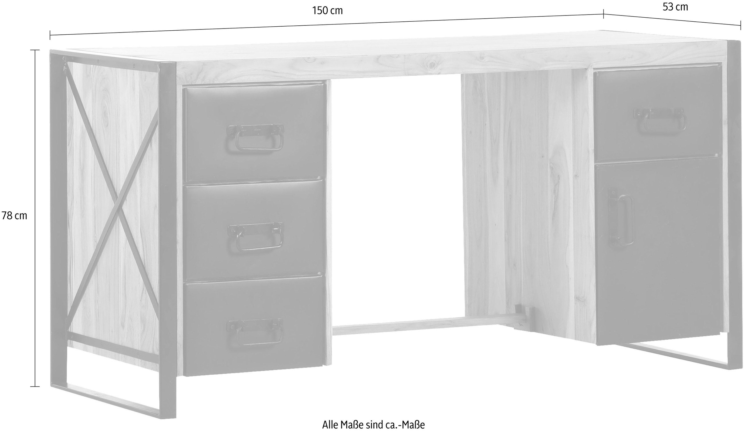 Gutmann Factory Schreibtisch "Downtown", aus massivem Akazienholz günstig online kaufen