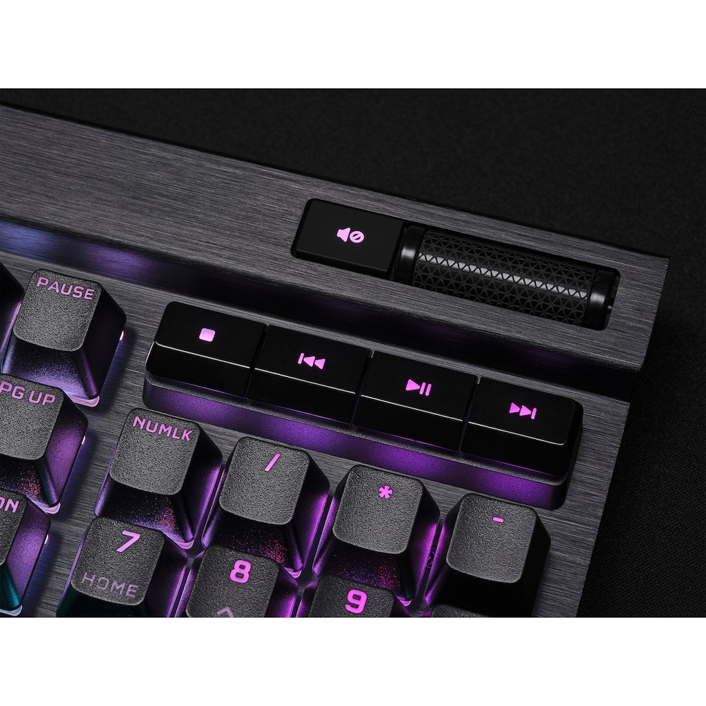 Corsair Gaming-Tastatur »K70 RGB PRO MX RED«, (Lautstärkeregler-Fn-Tasten-Multimedia-Tasten-USB-Anschluss-Ziffernblock-Windows-Sperrtaste-Handgelenkauflage)