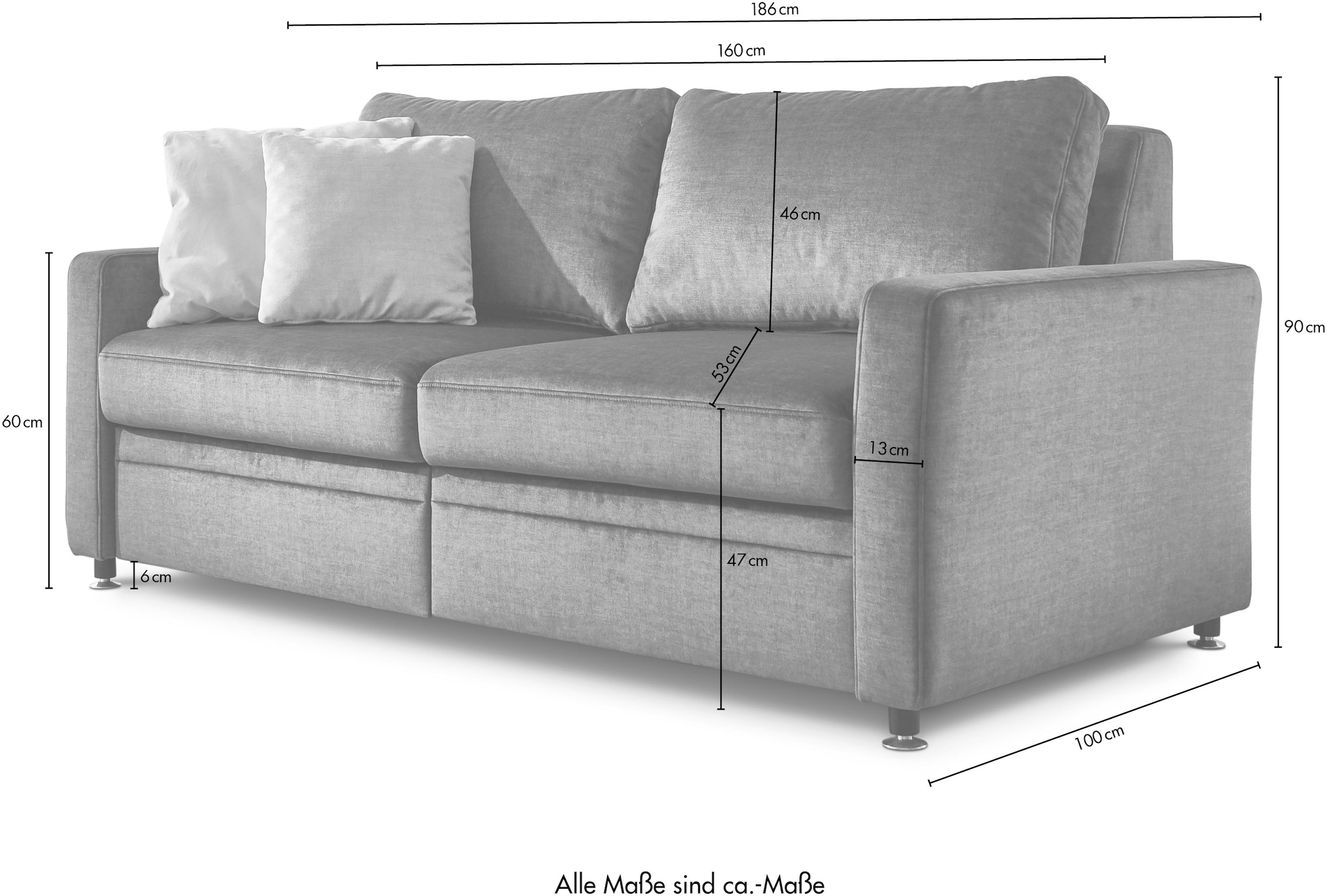 Die PlanBar Schlafsofa »MP-PD19021«, mit Längsschläferfunktion 80 bzw. 160x210 cm
