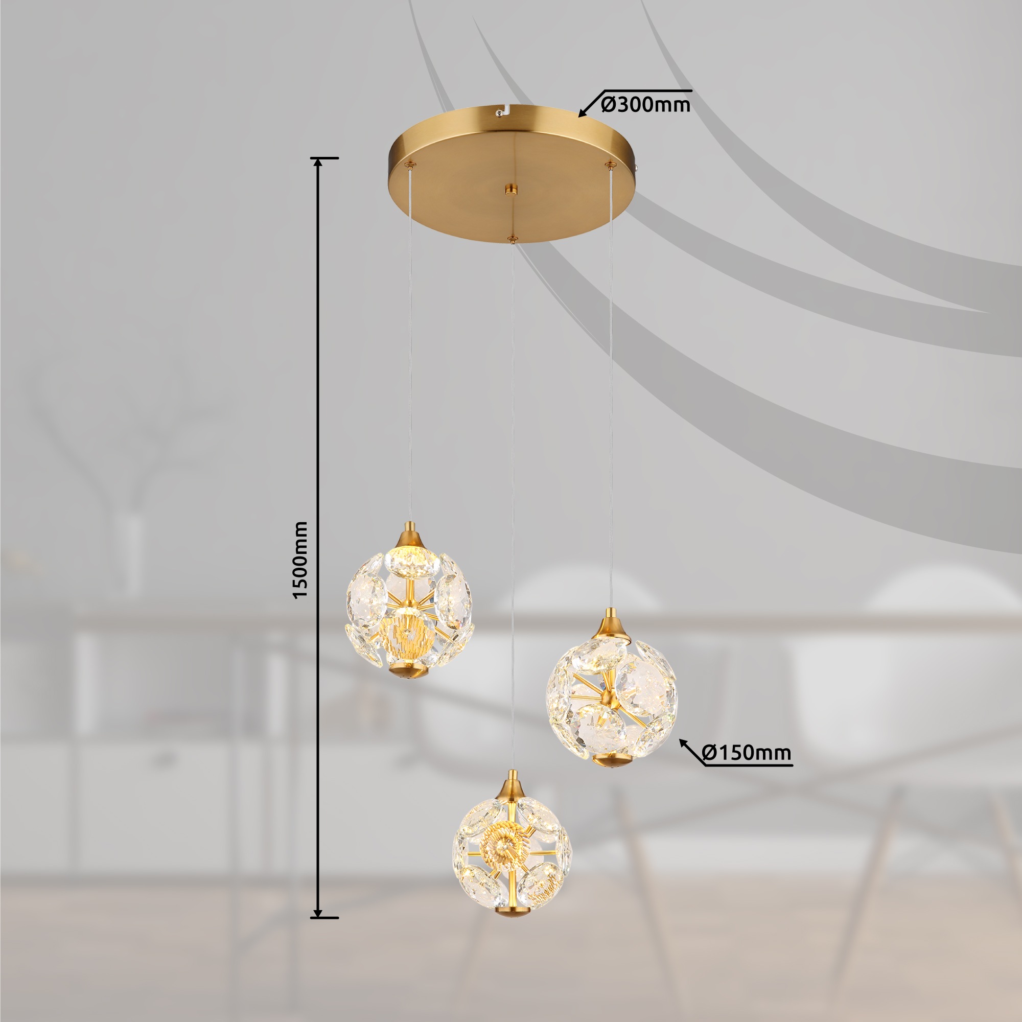 GLOBO LIGHTING LED Pendelleuchte »VIRINA« LED-Modul 1 Stk. Warmweiß Hängelampe/Hängeleuchte/Wohnzimmer/Esstisch/elegant