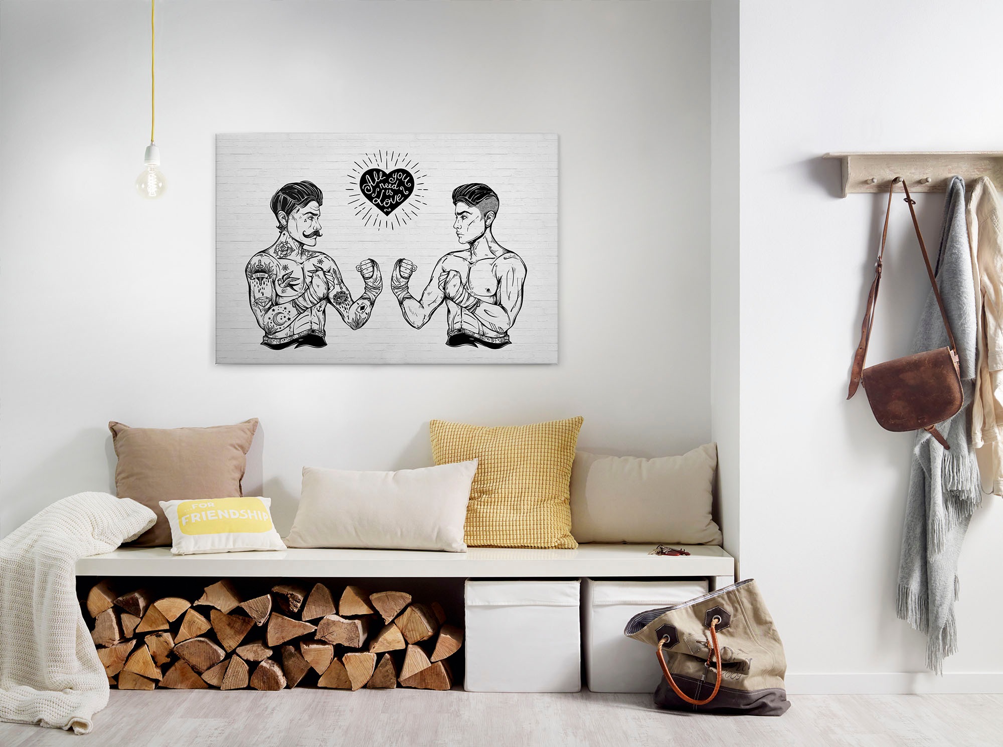 Bricoflor Leinwandbild Im Industrial Style In Backstein Optik Loft Wandbild günstig online kaufen