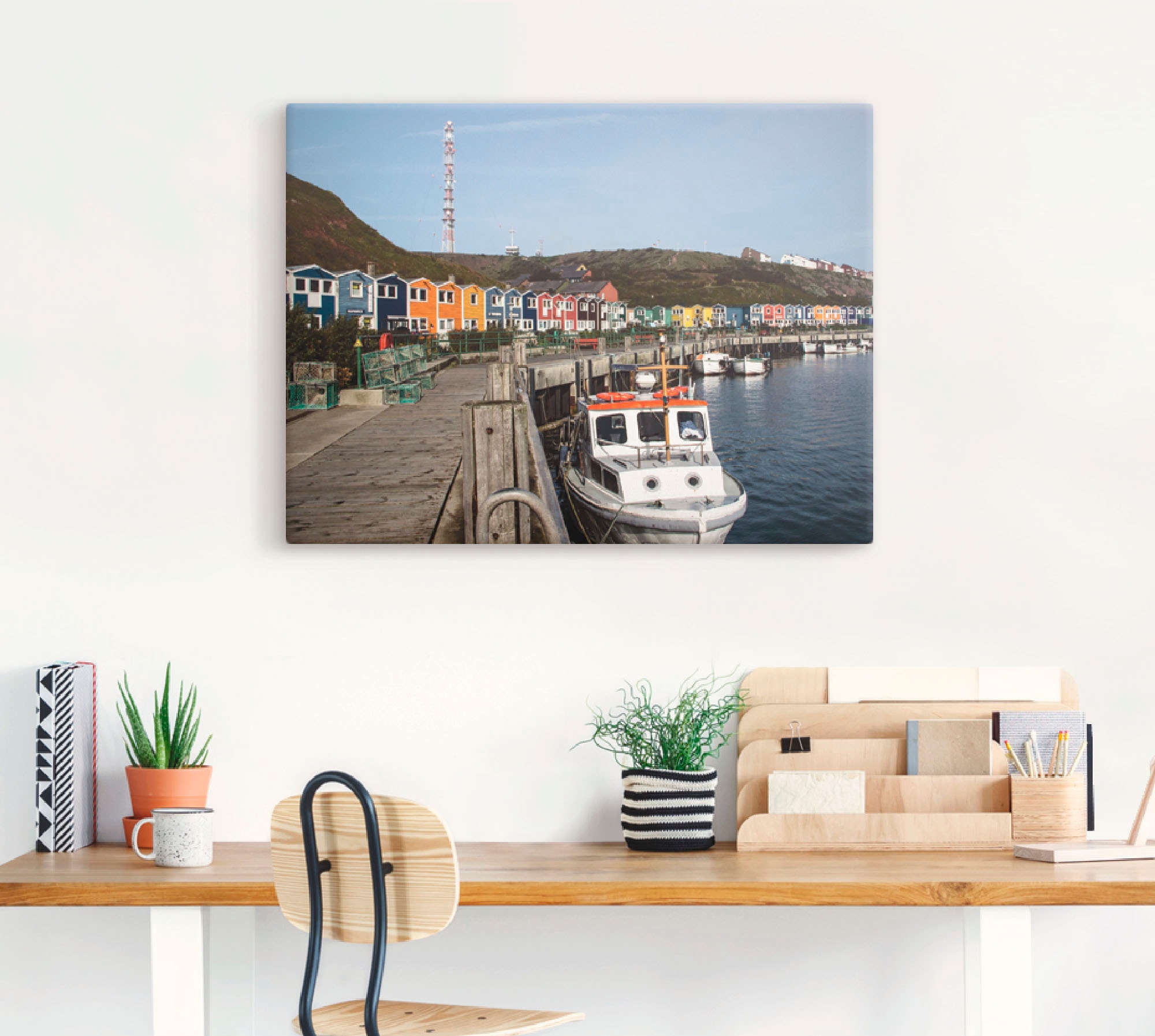 Artland Leinwandbild »Der Hafen von Helgoland«, Boote & Schiffe, (1 St.), auf Keilrahmen gespannt
