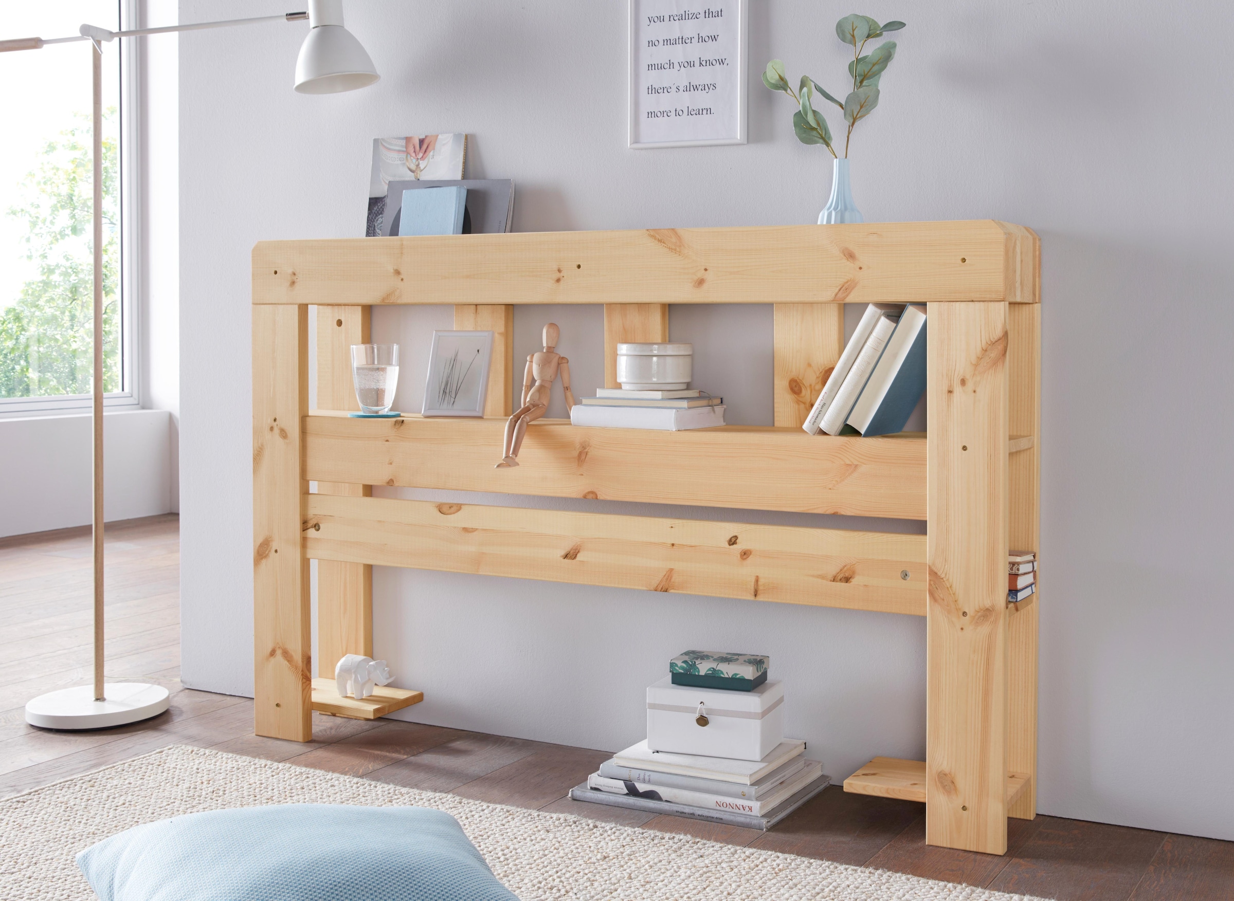 OTTO home Kopfteil »"ALASCO " Made in Europe, FSC® zertifiziertes Massivholz« für Palettenbett Alasco, aus Massivholz, mit 7 offenen Fächern
