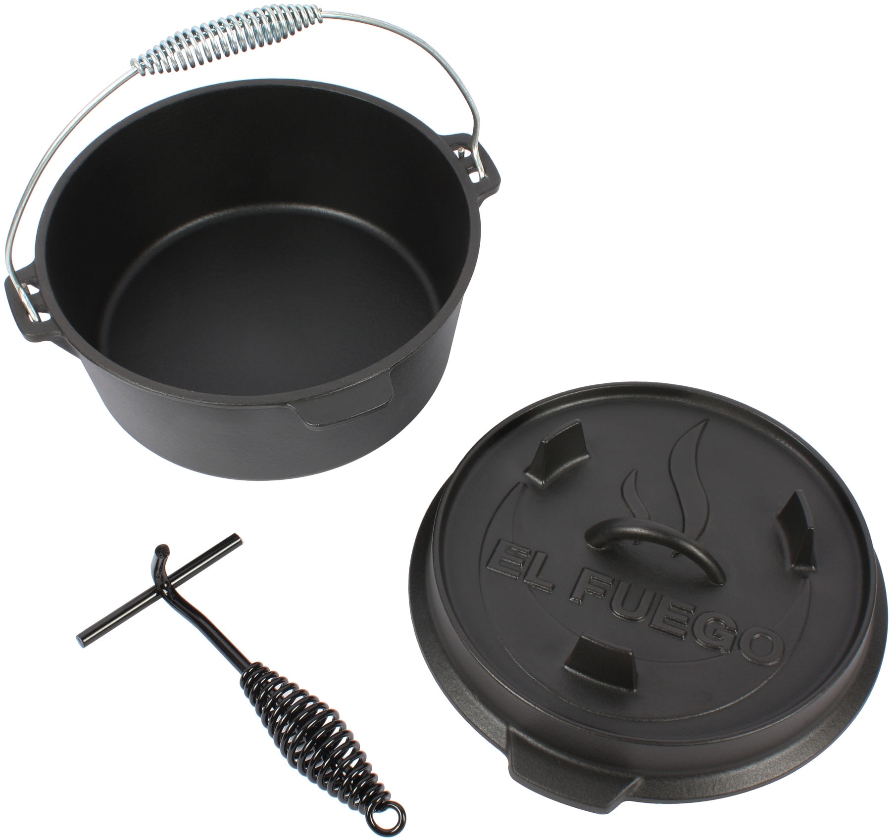 Kasserolle »El Fuego® Dutch Oven«, Eisenguss, (Set, 4 tlg.), aus Gusseisen, mit...