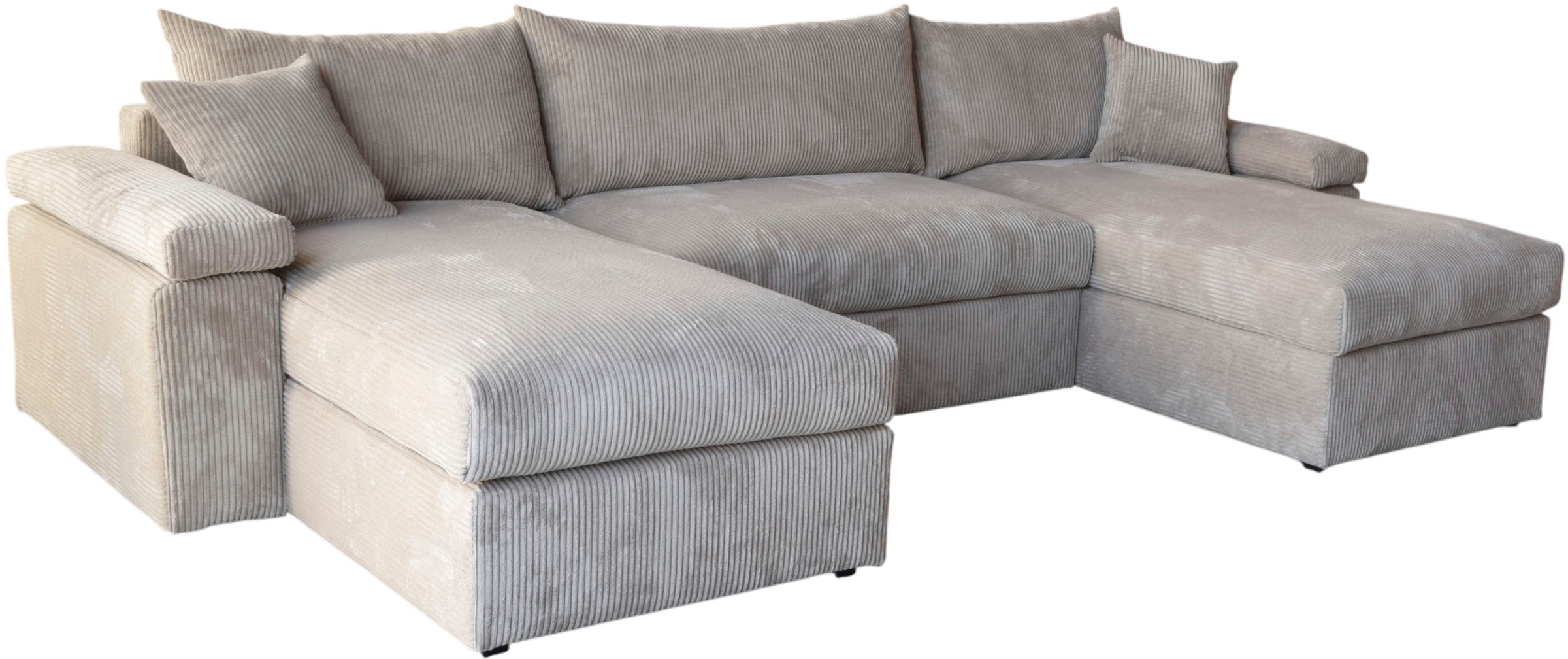 OTTO home Wohnlandschaft »Cosy U-Form, B: 309 cm, Sitzaufbau im Sandwich-Federkern« 2 Zierkissen, Mega-Sofa, Cord oder Struktur weich, Kaltschaumauflage