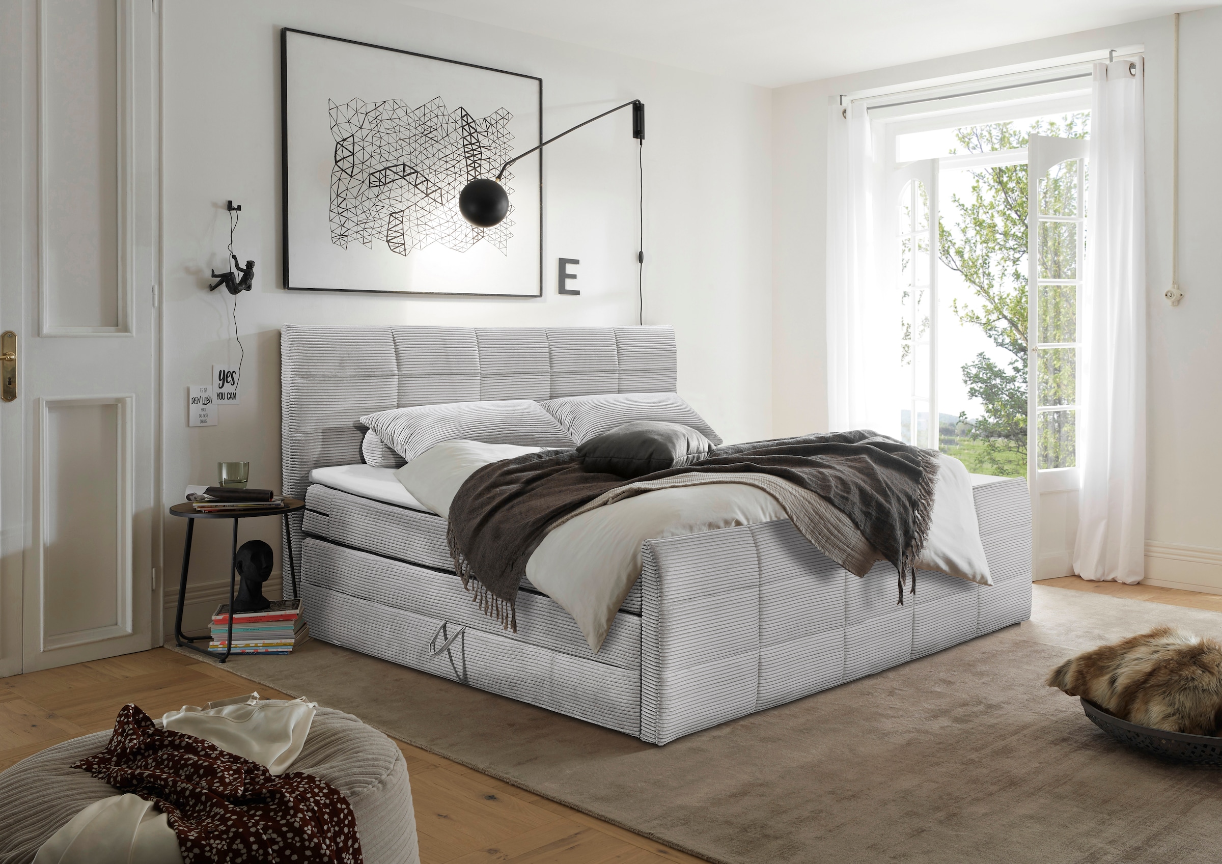 ED EXCITING DESIGN Boxspringbett »Bolivia«, harte Seite mit Kokosmatte, wei günstig online kaufen
