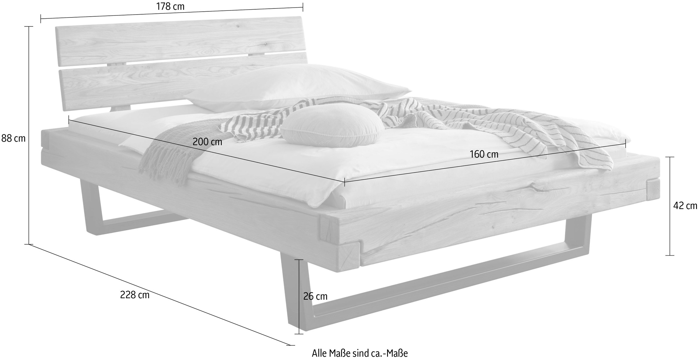Home affaire Massivholzbett »Ultima«, aus Holz in Balken-Optik mit Metallkufe