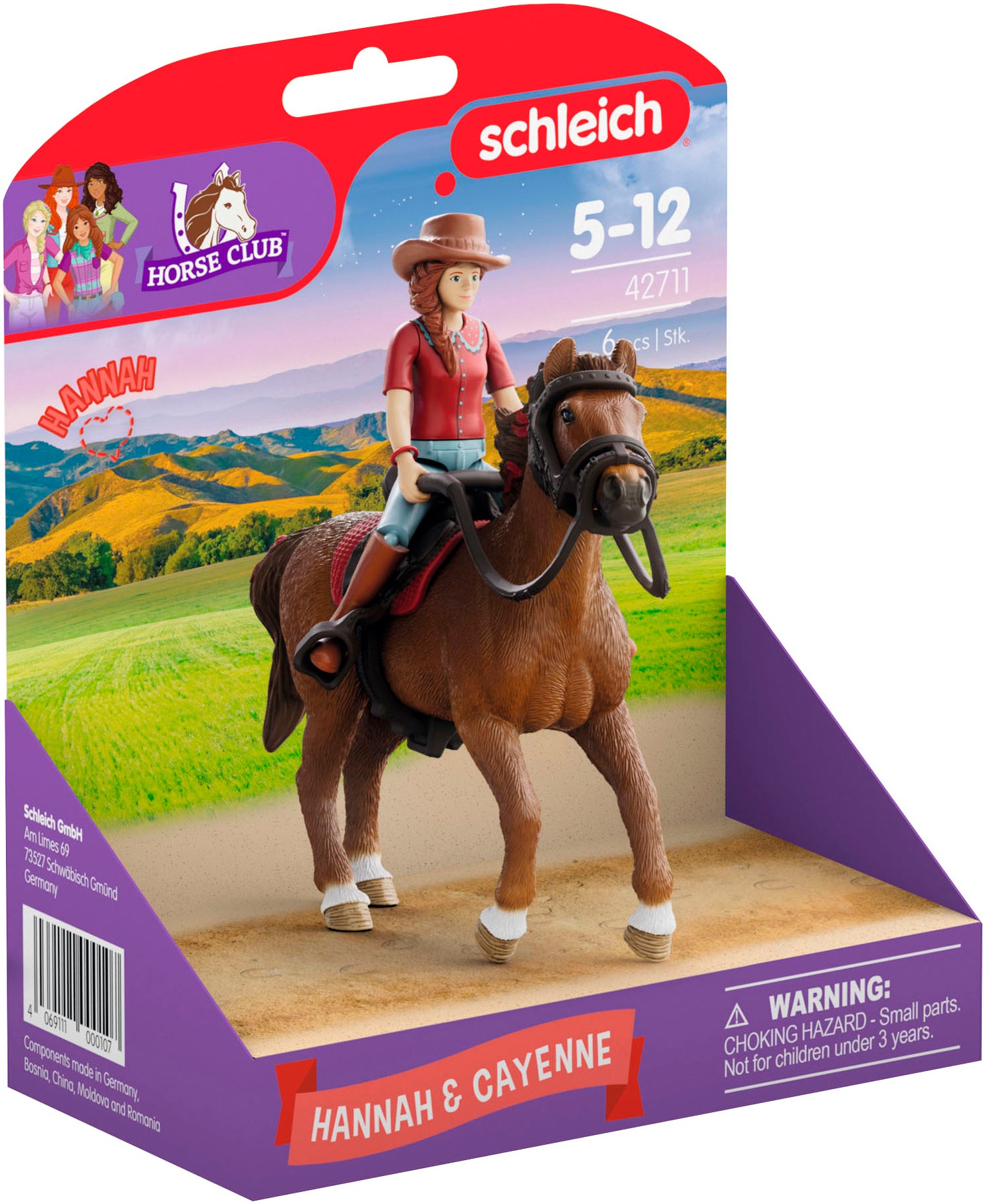 Schleich® Spielfigur »HORSE CLUB, Hannah & Cayenne (42711)«, Made in Europe