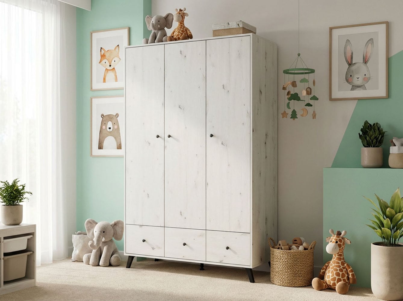 arthur berndt Babyzimmer-Komplettset »Babyzimmer Set »Lavea« 3-teilig« Set, Babymöbel-Set »Lavea«: Kleiderschrank, Kinderbett und Wickelkommode, 