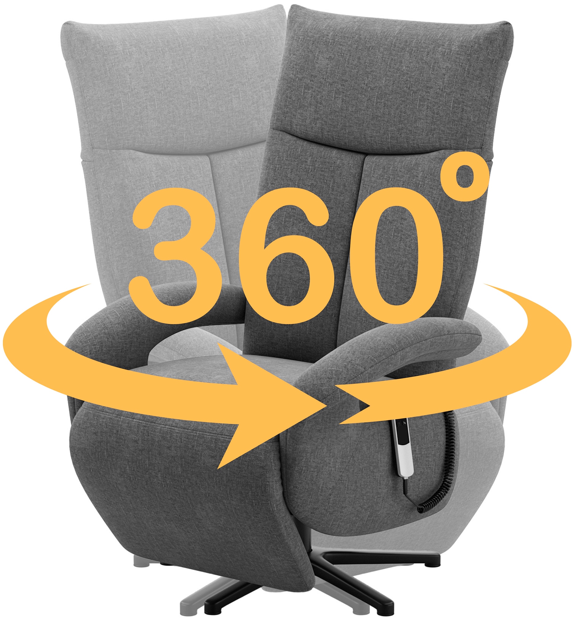 Home affaire TV-Sessel »Rochelle, inkl. Kopfteilverstellung & 360° Drehfunktion« 1 Stk. tlg. wahlweise mit 2 Motoren, Akku & Aufstehhilfe