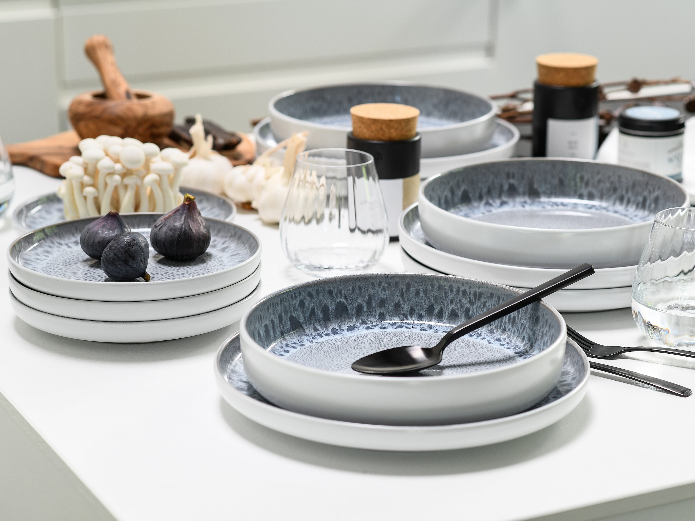 OTTO home Kombiservice »modernes Geschirr-Set, Service Lykk« hohe Haltbarkeit, spülmaschinen- & mikrowellengeeignet, Reaktivglasur