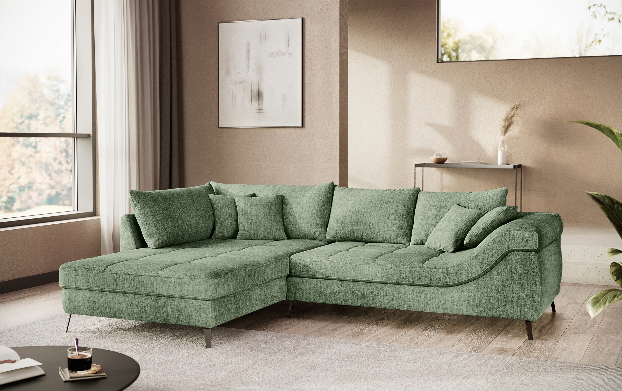 Mr. Couch Ecksofa »Portofino L-Form«, 4 Bezugsqualitäten, 13,5 cm hohe Meta günstig online kaufen