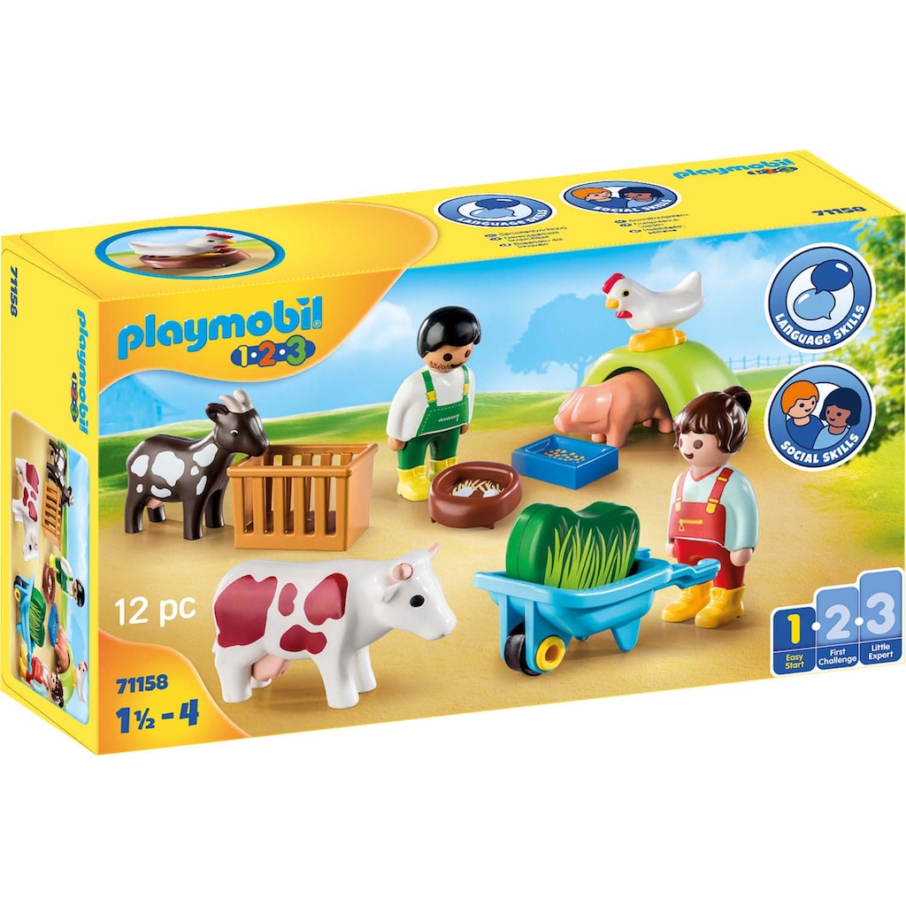 Playmobil® Konstruktions-Spielset »Spielspaß auf dem Bauernhof (71158), Playmobil 1-2-3«, (12 St.)