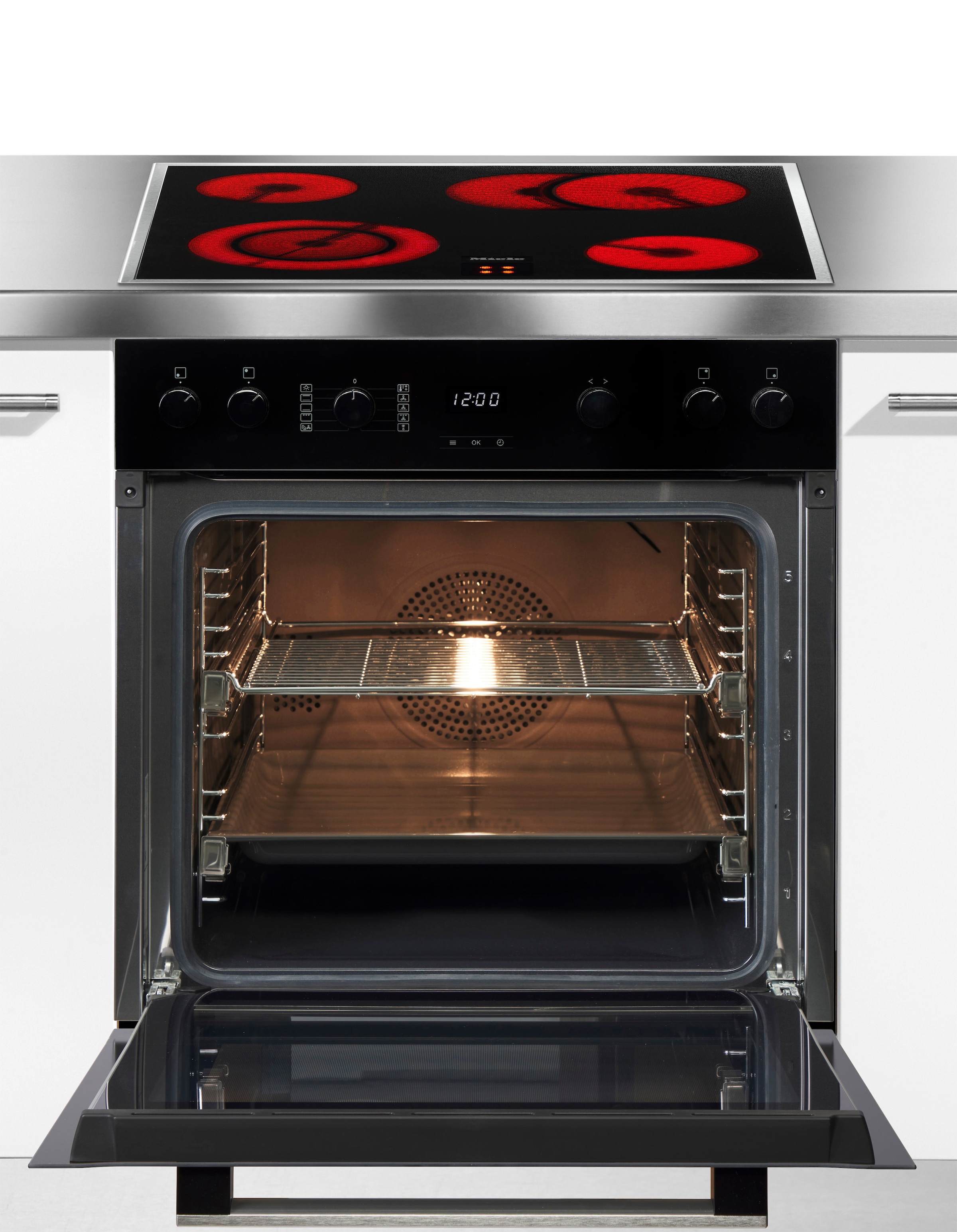 Miele Elektro-Herd-Set »H2459 E D OBSW + KM 6003 LPT«, mit Teleskopauszug nachrüstbar, PerfectClean Ausstattung, EasyControl Bedienung