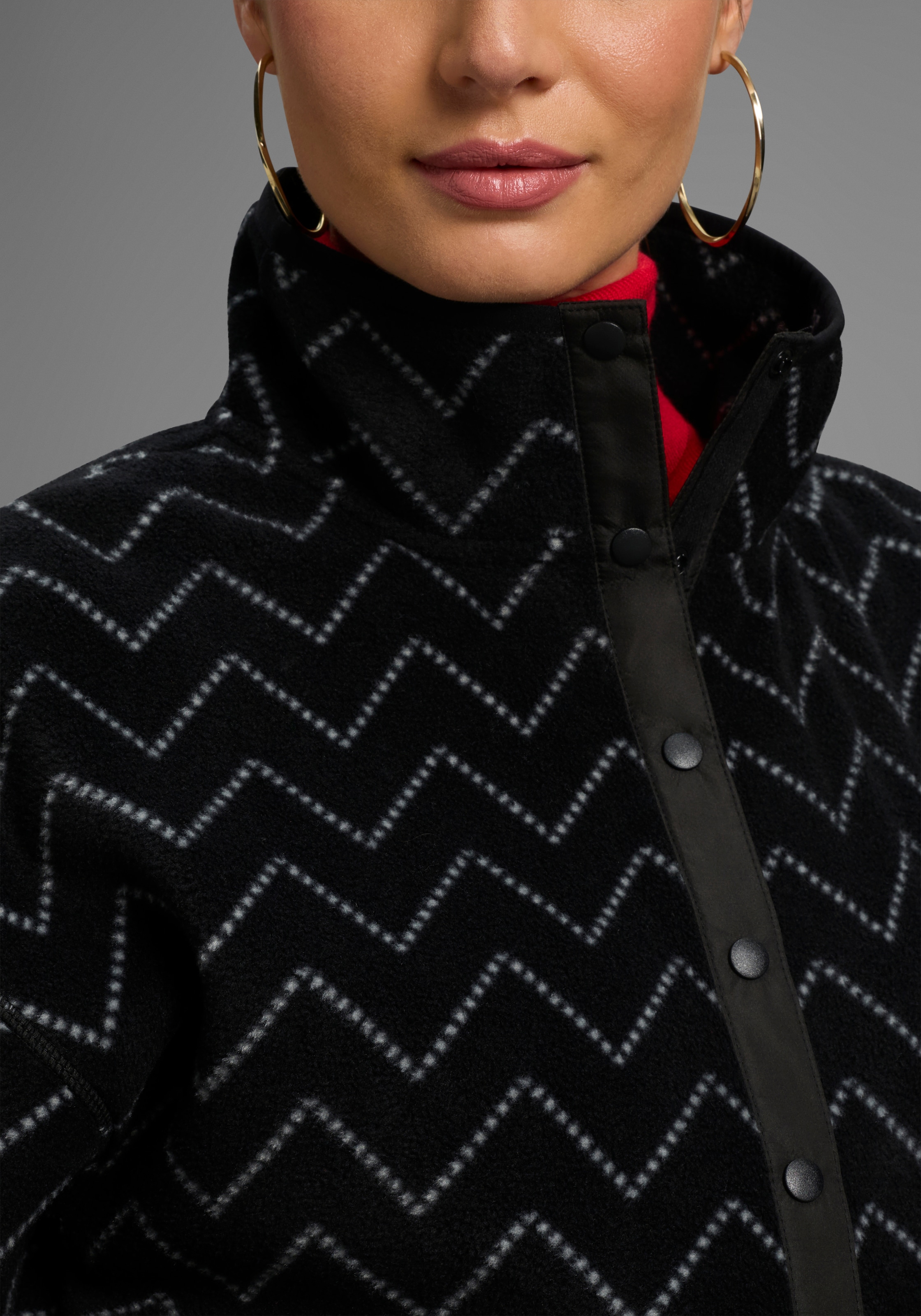 Polarino Fleecepullover , mit Colourblocking-Optik,  mit Kängurutasche,  aus Fleecestoff
