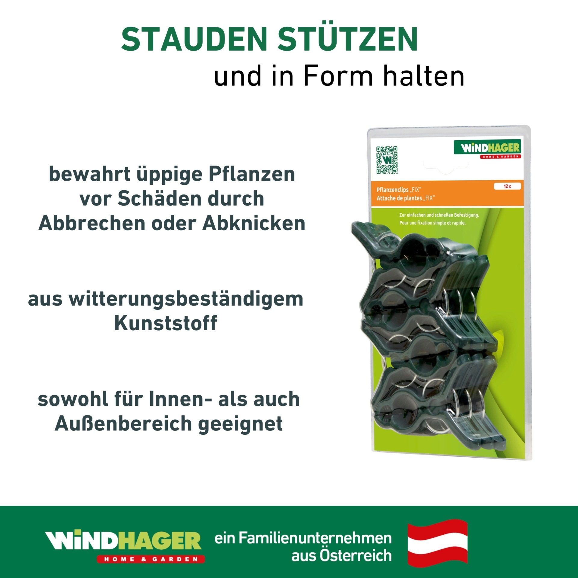 Windhager Rankhilfe »Pflanzenclips Fix zum befestigen von Ästen, Pflanzklammern 12 Stk.« Pflanzenhalter 7,5 x 5 cm, grün