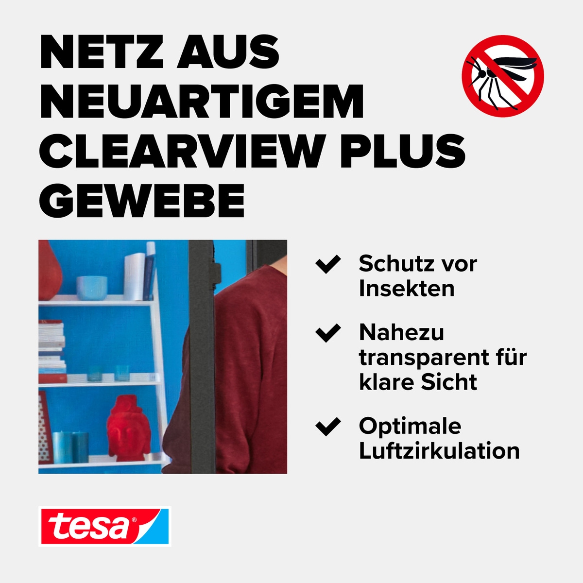 tesa Insektenschutz-Tür »Insect Stop ALU Comfort Fliegengitter für Türen - 1.0 m : 2.2 m«, Insektenschutz für Balkontür, Terrassentür, Aluminiumrahmen