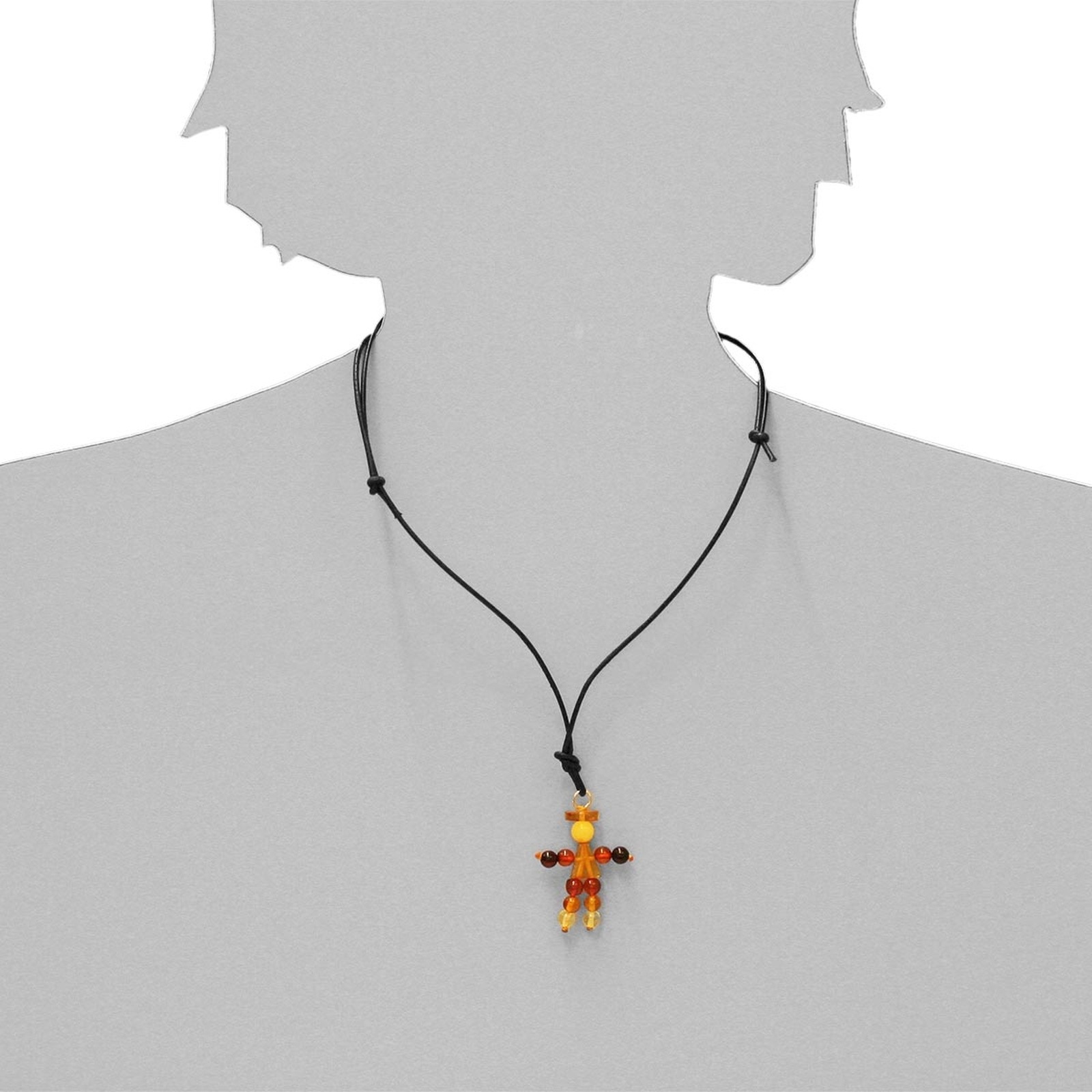 OSTSEE-SCHMUCK Kette mit Anhänger »Ostsee-Schmuck Kette mit Anhänger Bernsteinmännchen - Lederband«, (2 tlg.)