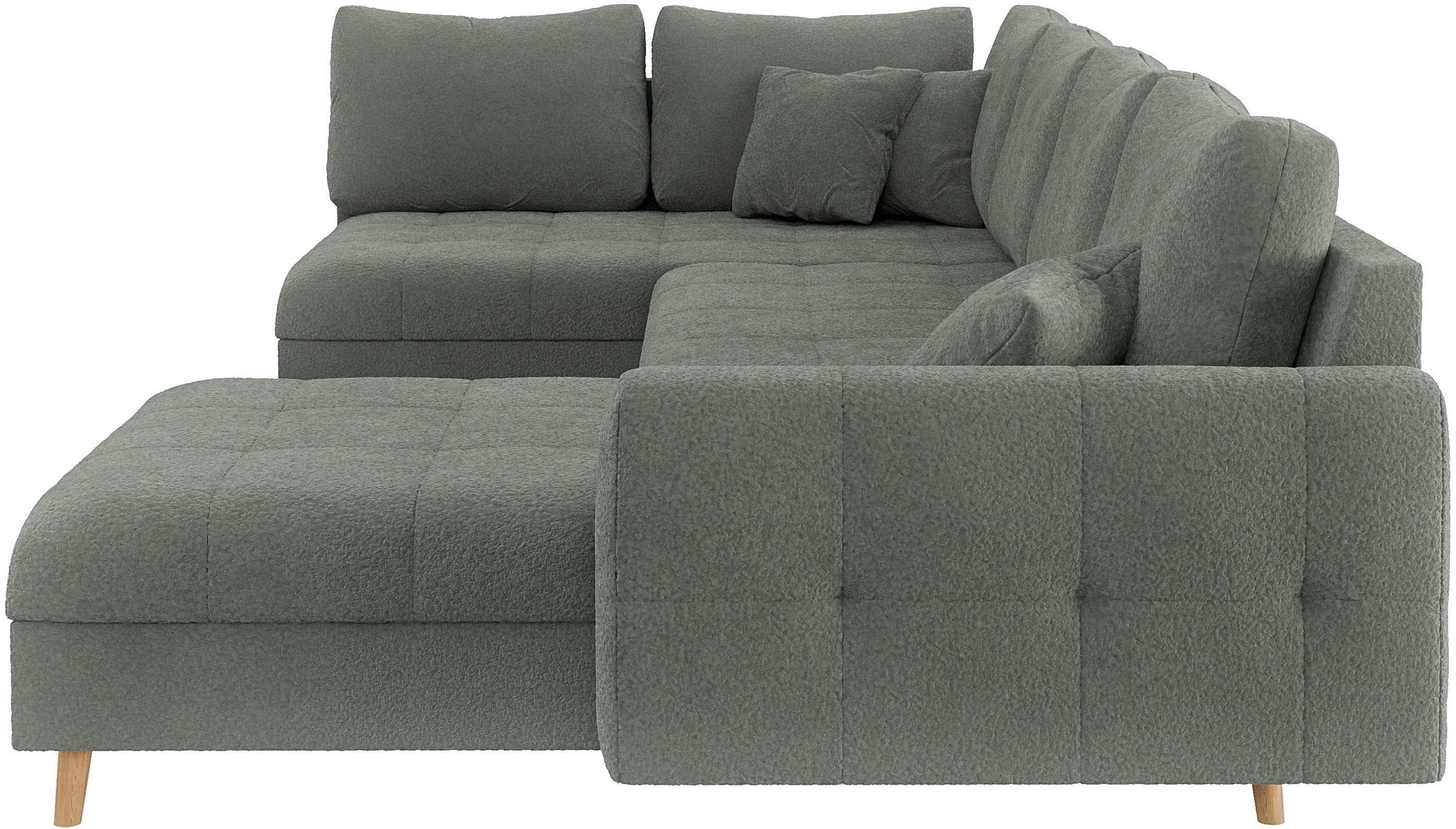 Home affaire Wohnlandschaft »CHARRE U-Form mit Ottomane, Maße B/T/H: 310/161/81 cm«, feine Steppung, lose Rücken- und Zierkissen, auch in Cord und Bouclé
