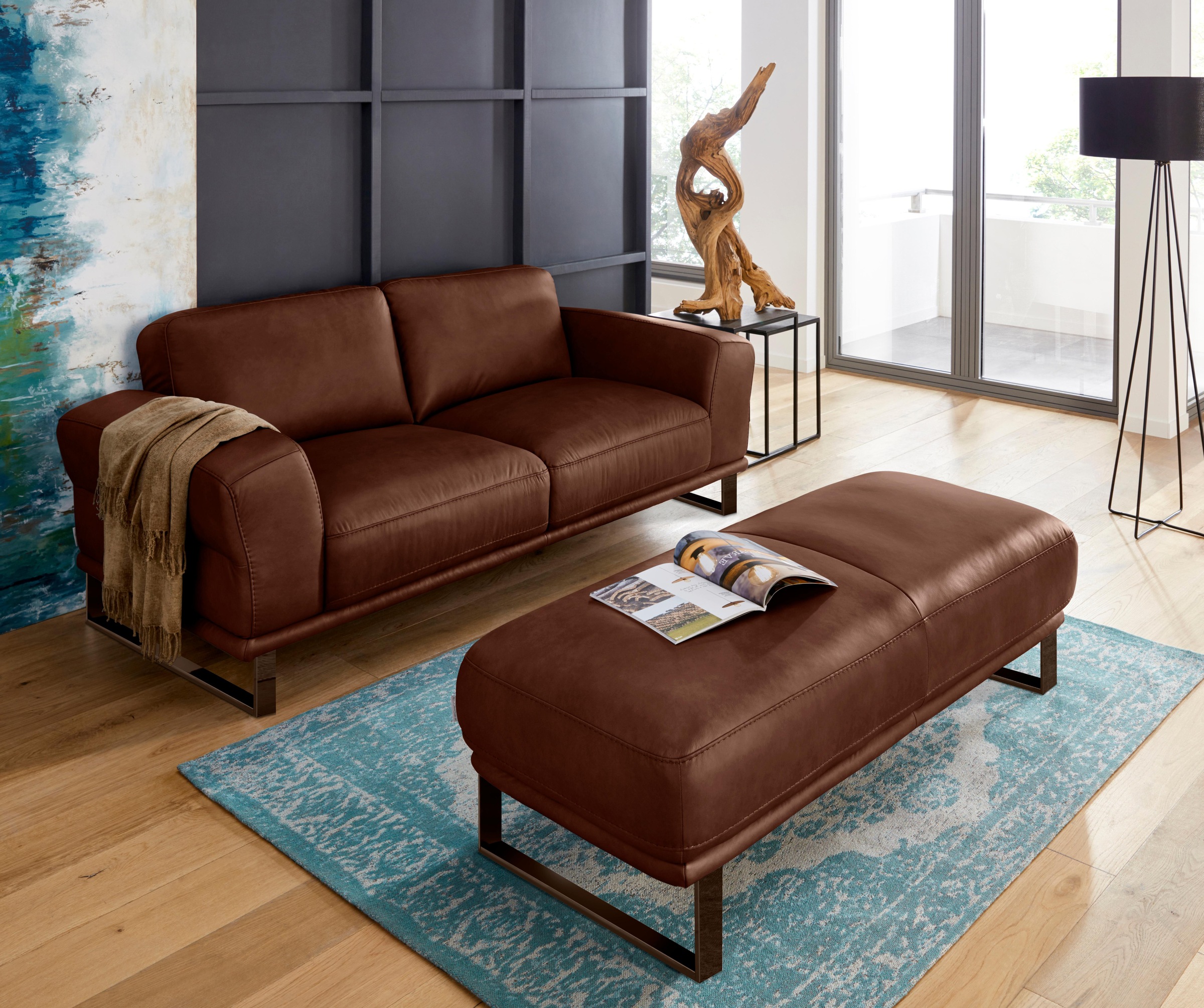 W.SCHILLIG Hocker »montanaa«, mit Metallkufen in Bronze pulverbeschichtet, Breite 141 cm