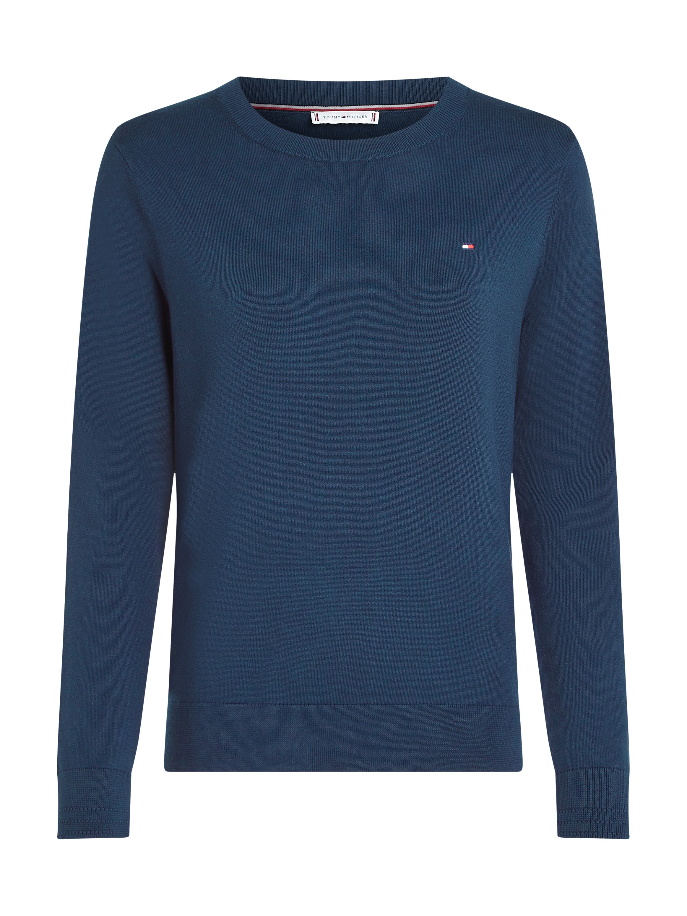 Tommy Hilfiger Rundhalspullover »CO JERSEY STITCH LS C-NK SWT«, mit Logostickerei
