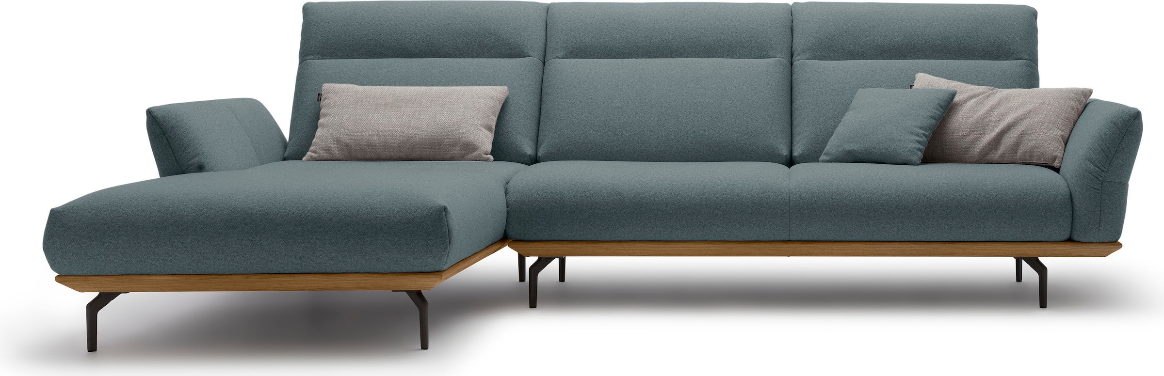 Creation BY ROLF BENZ Ecksofa »hs.460«, Sockel in Nussbaum, Winkelfüße in Umbragrau, Breite 318 cm